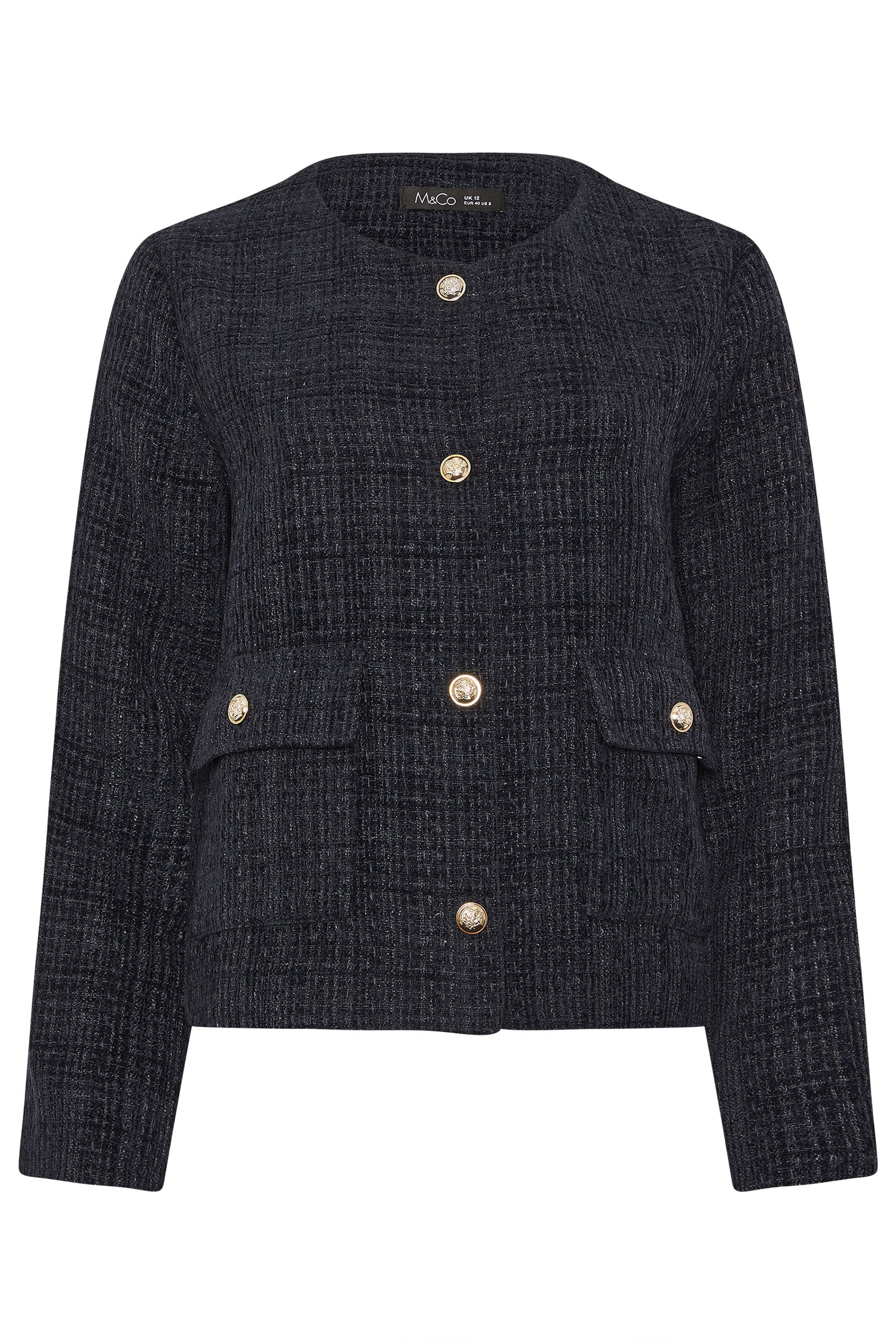 M&Co Navy Blue Boucle Button Up Jacket | M&Co 6