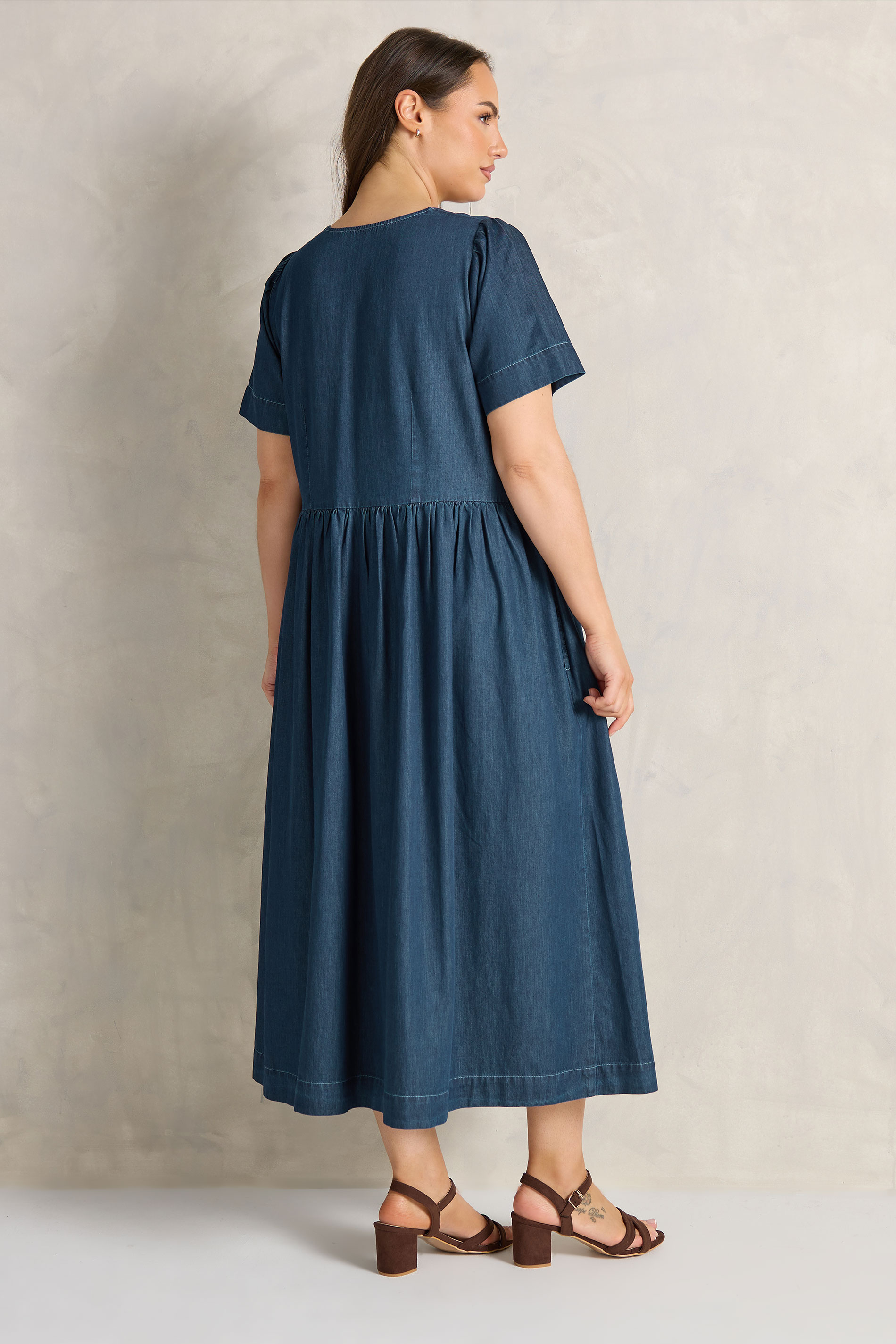 EVANS Plus Size Indigo Blue Cotton Denim Dress | Evans  4