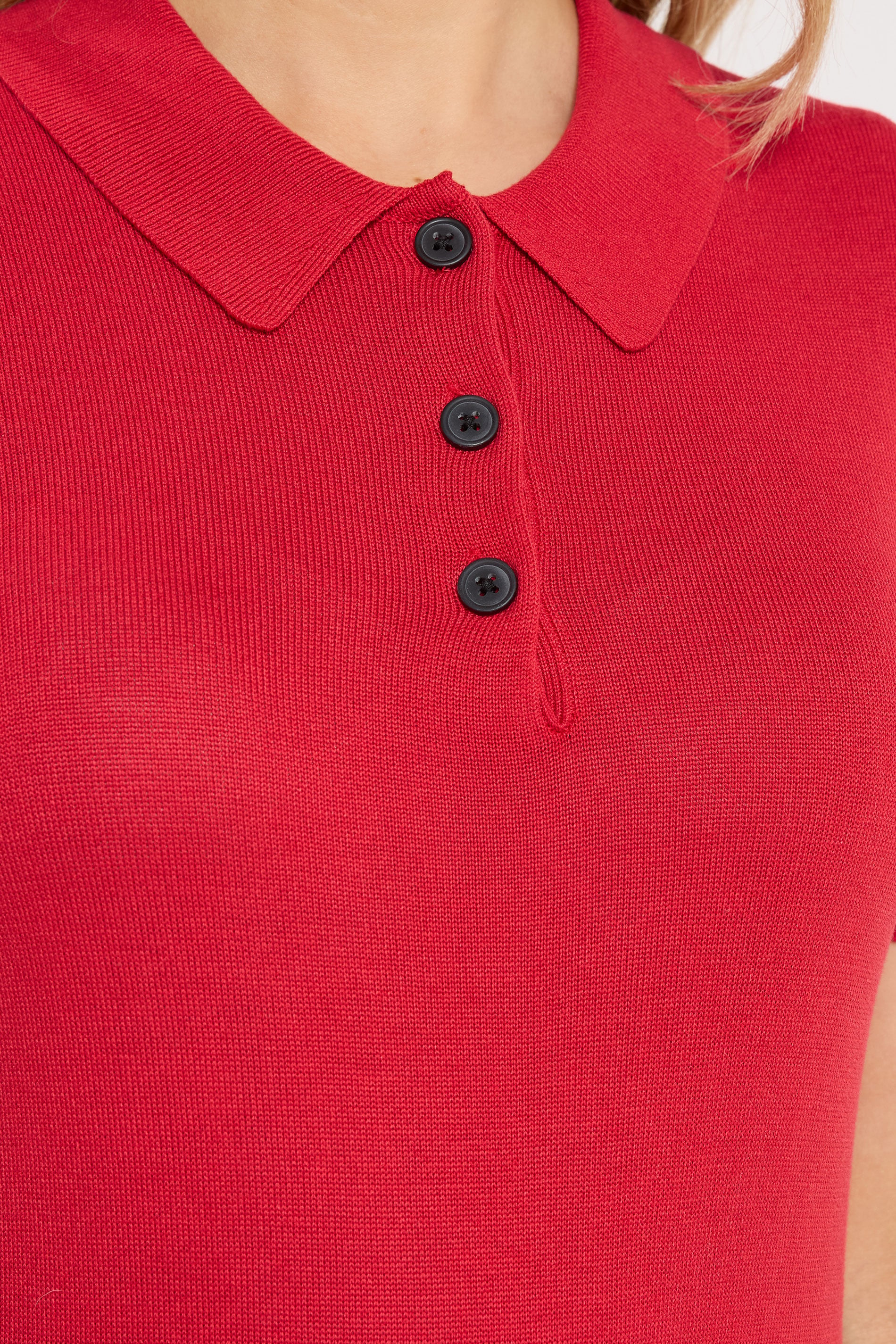 LTS Tall Women's Red Knitted Polo Top | Long Tall Sally 5