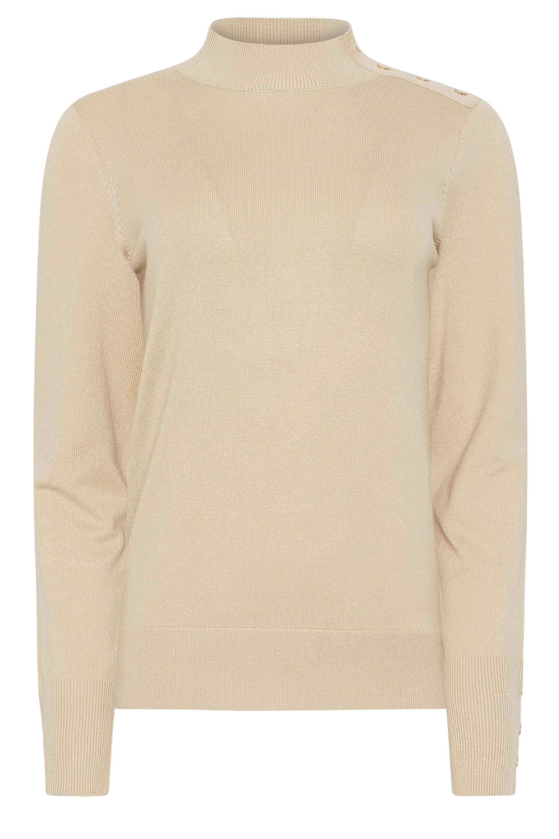M&Co Natural Brown Button Turtle Neck Jumper | BadRhino 6