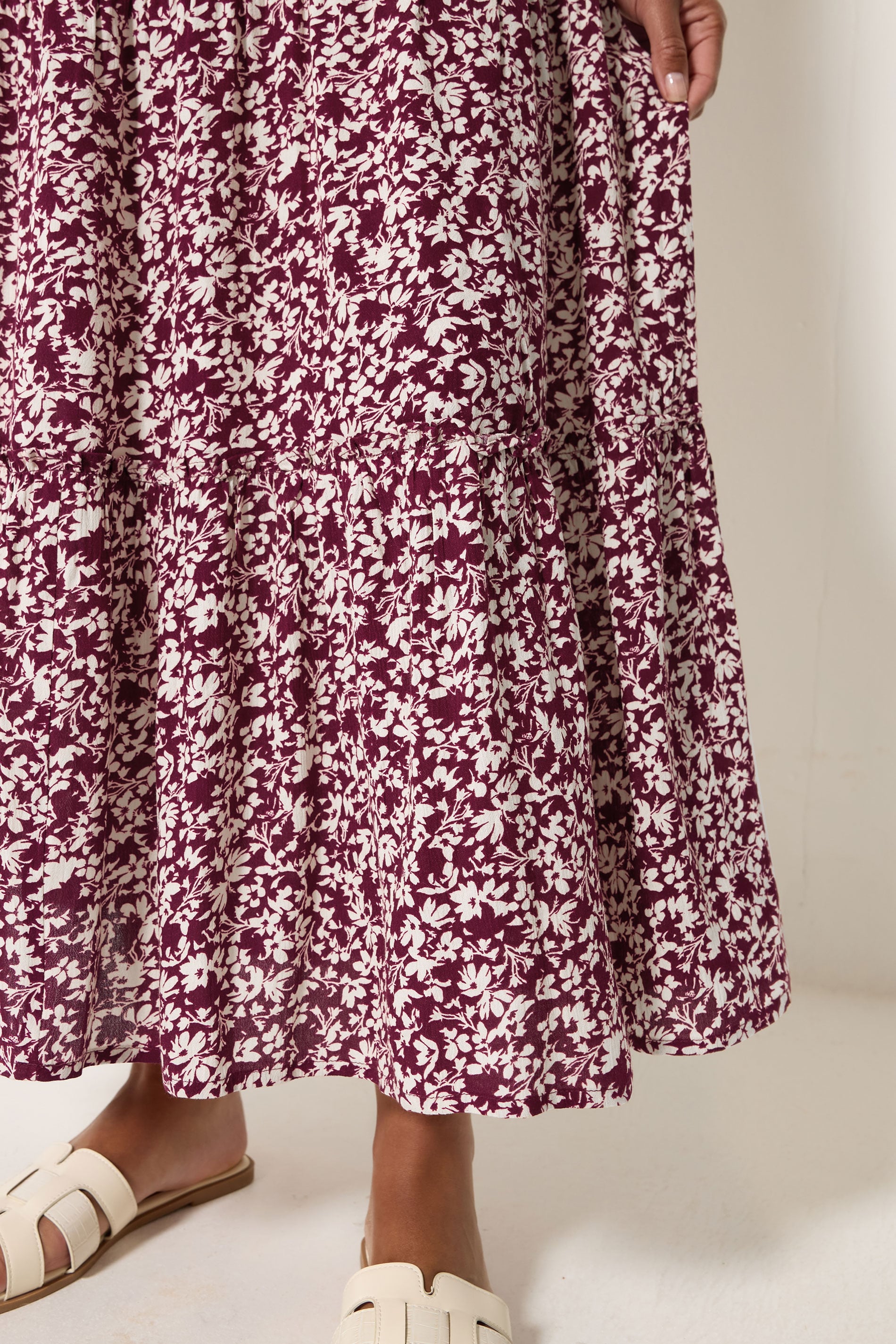 M&Co Purple Ditsy Floral Crinkle Maxi Skirt | M&Co 4