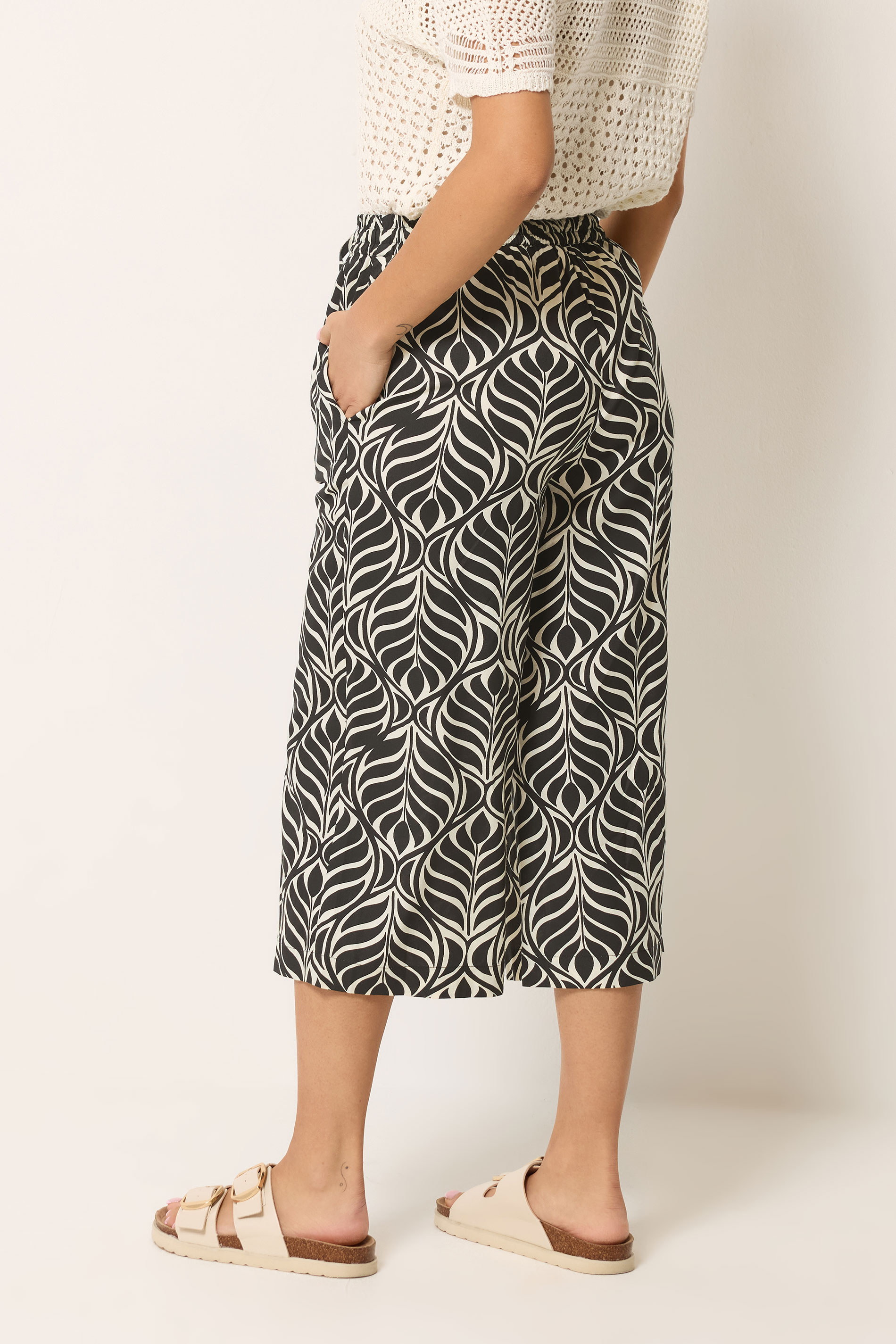 M&Co Petite Black Abstract Print Culottes | M&Co 2