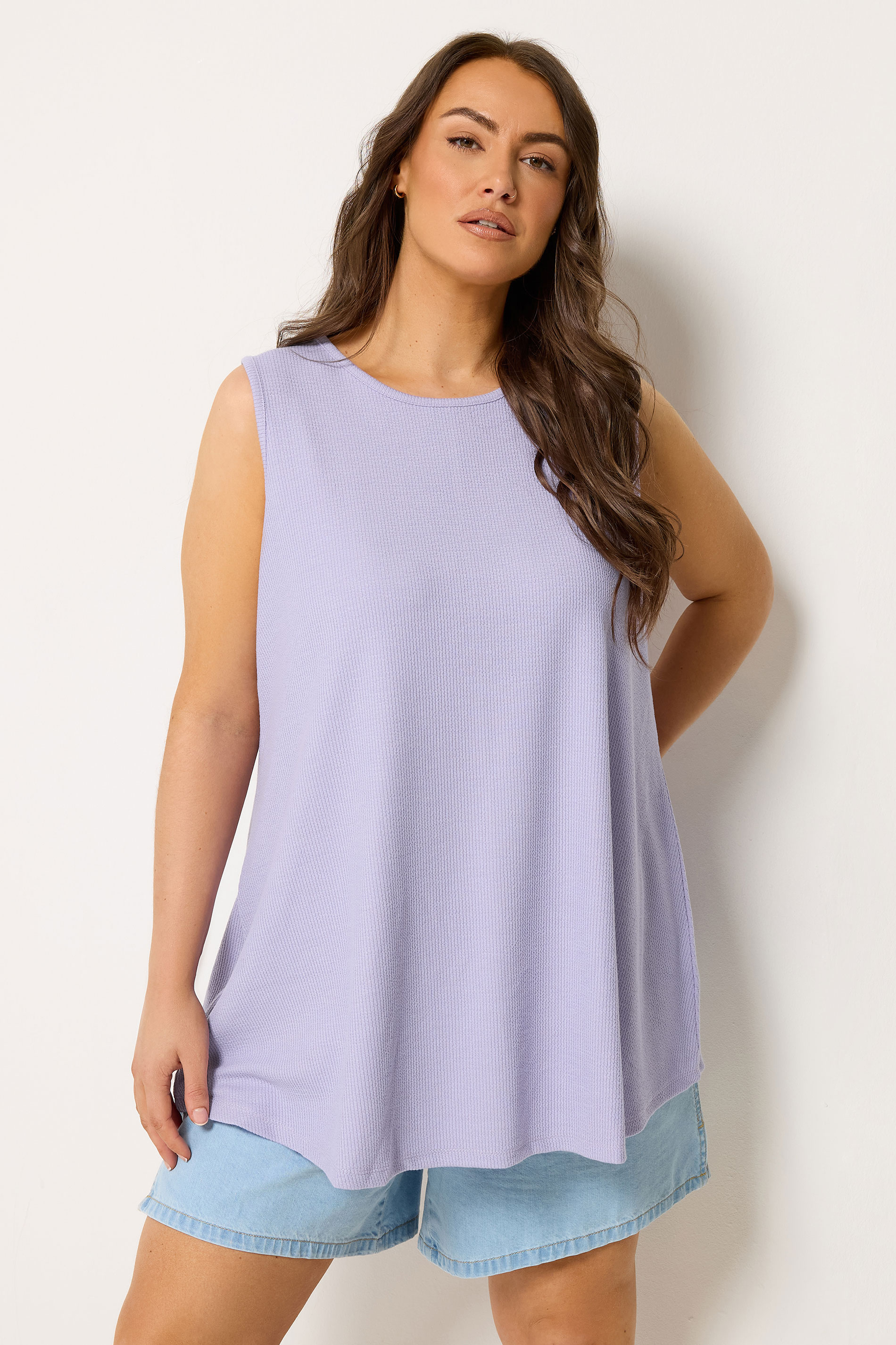 YOURS Plus Size Purple Soft Touch Swing Vest Top | Yours Clothing 3