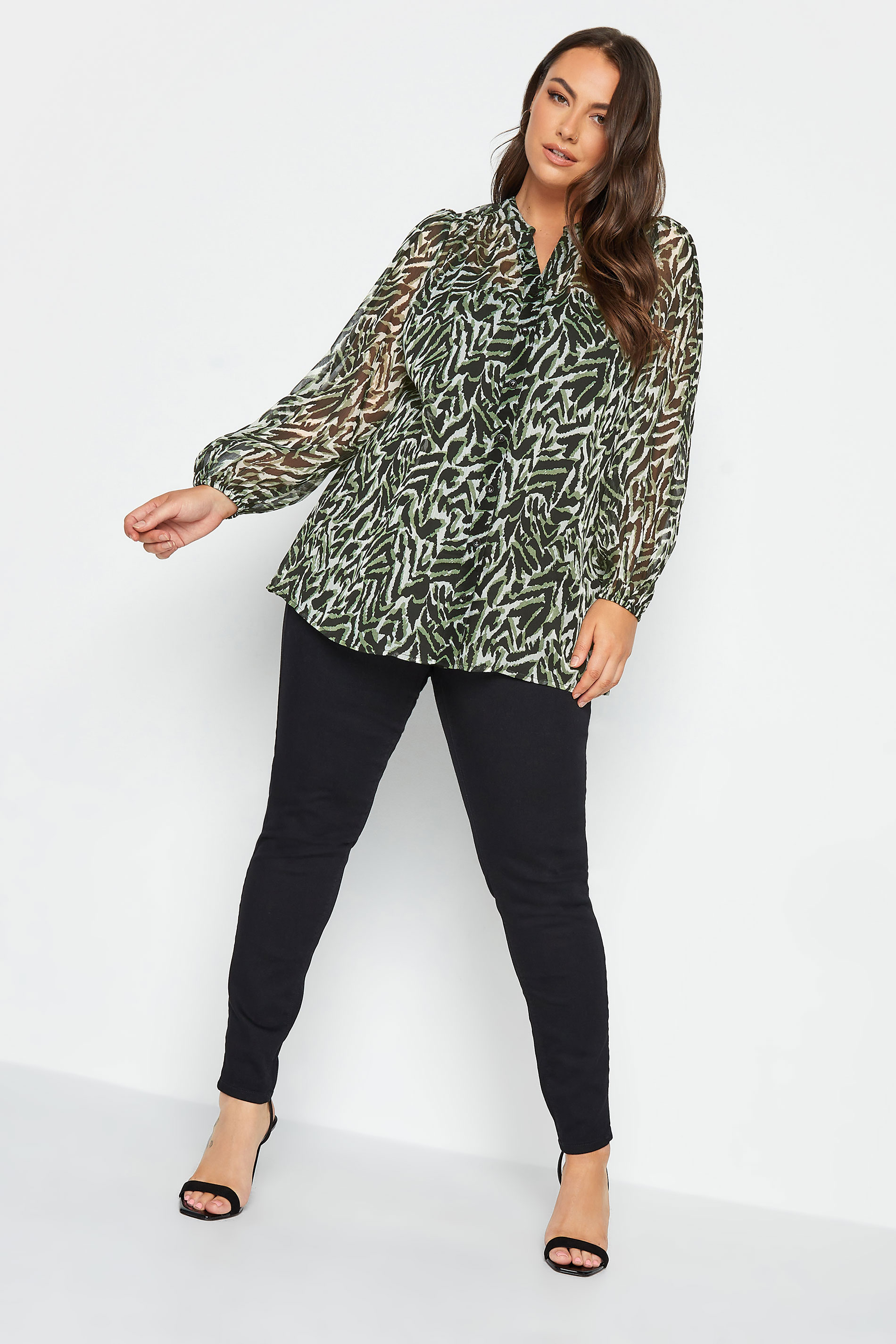 YOURS LONDON Plus Size Green Zebra Print Blouse | Yours Clothing 2