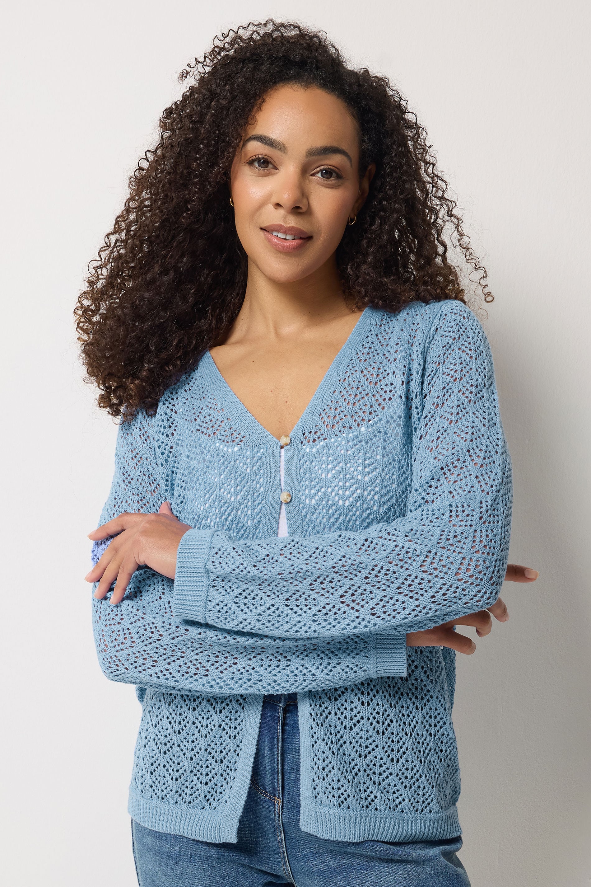 M&Co Blue Pointelle Detail Cardigan | M&Co  3