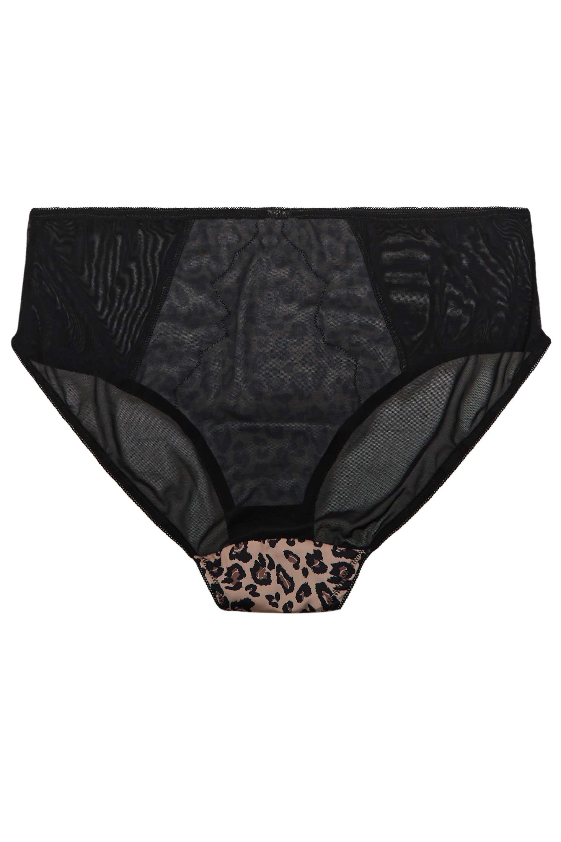 Leopard Print High Waist Panty Silk Charmesuse Sheer Black Vintage
