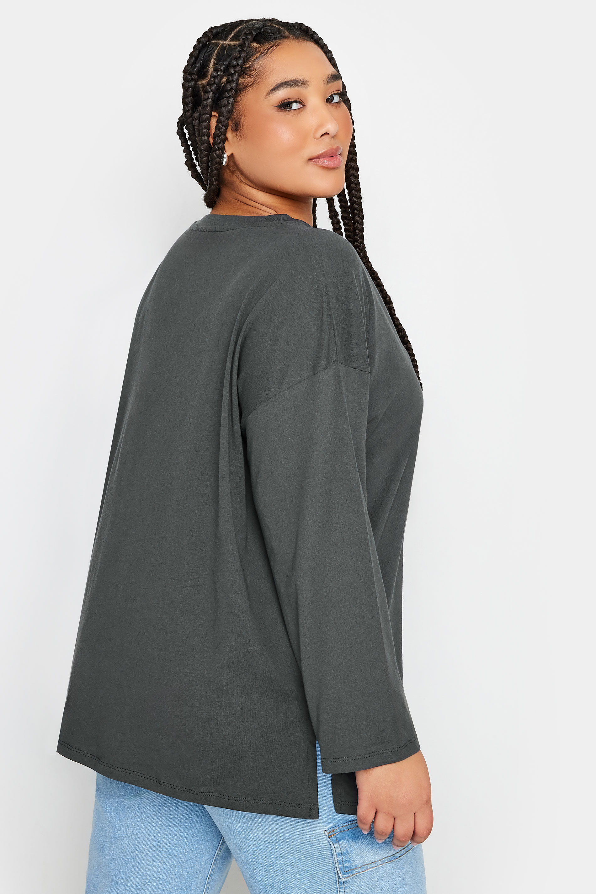 LIMITED COLLECTION Plus Size Charcoal Grey Utility Pocket Long Sleeve T-Shirt | Yours Clothing 3