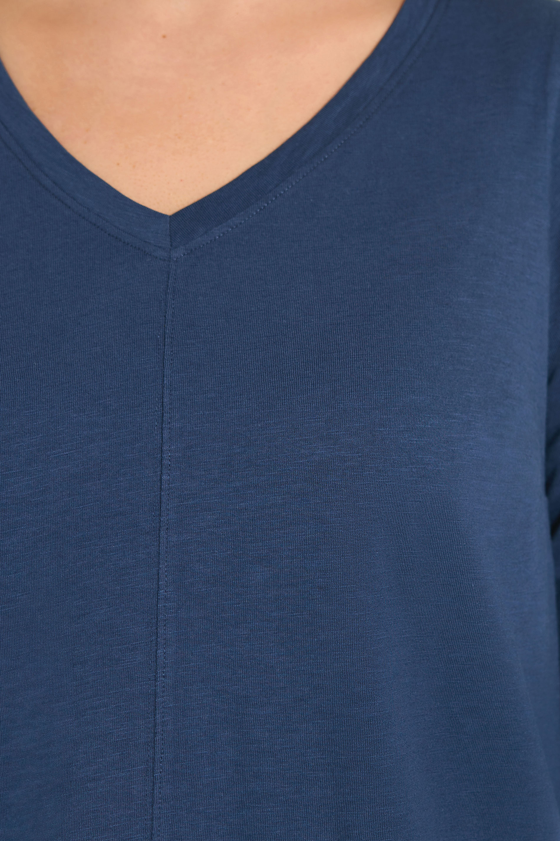 EVANS Plus Size Navy Blue V-Neck Cotton Top | Evans 4