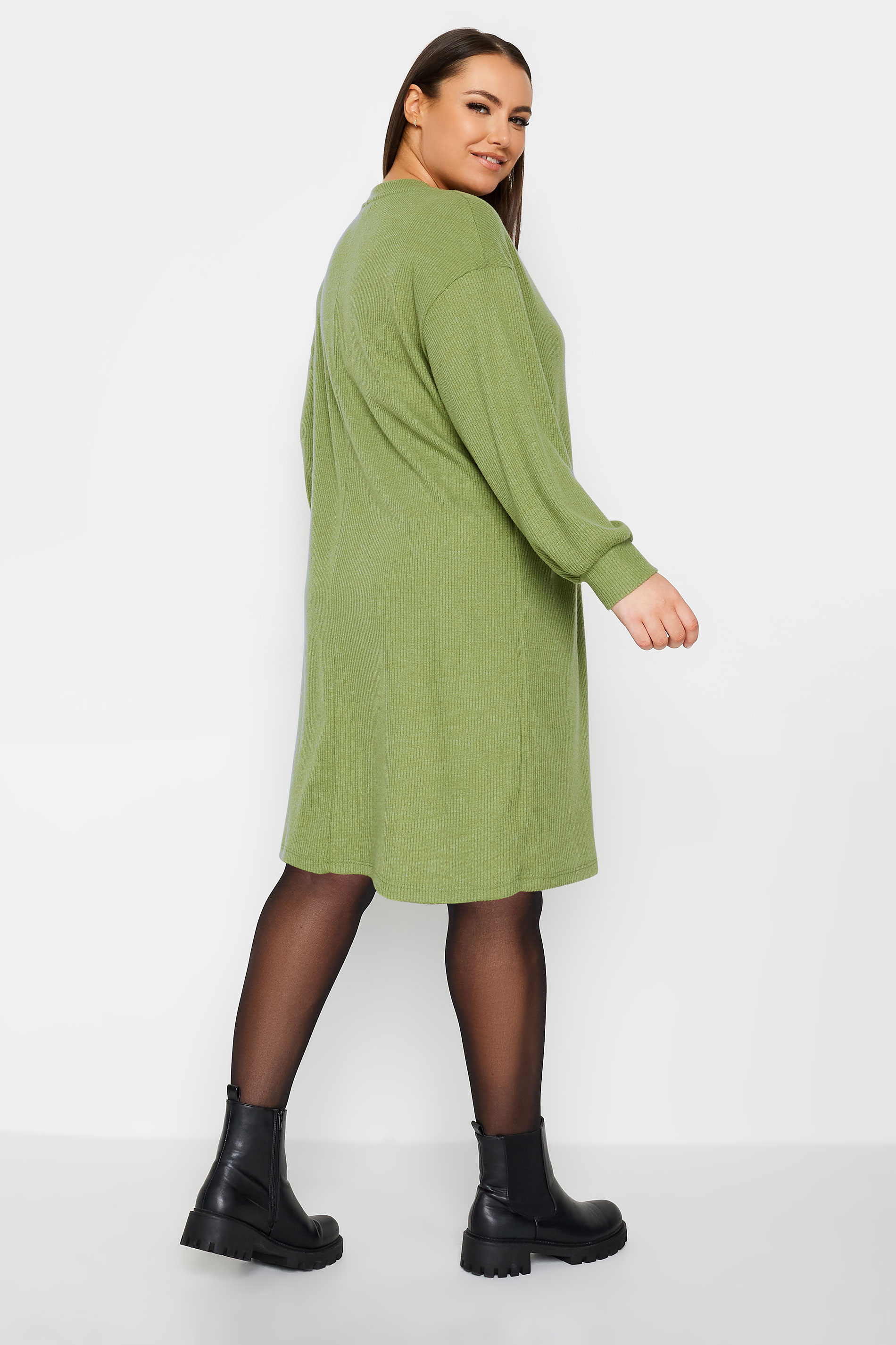 YOURS Plus Size Green Soft Touch Jumper Dress | Yours Clothing 3