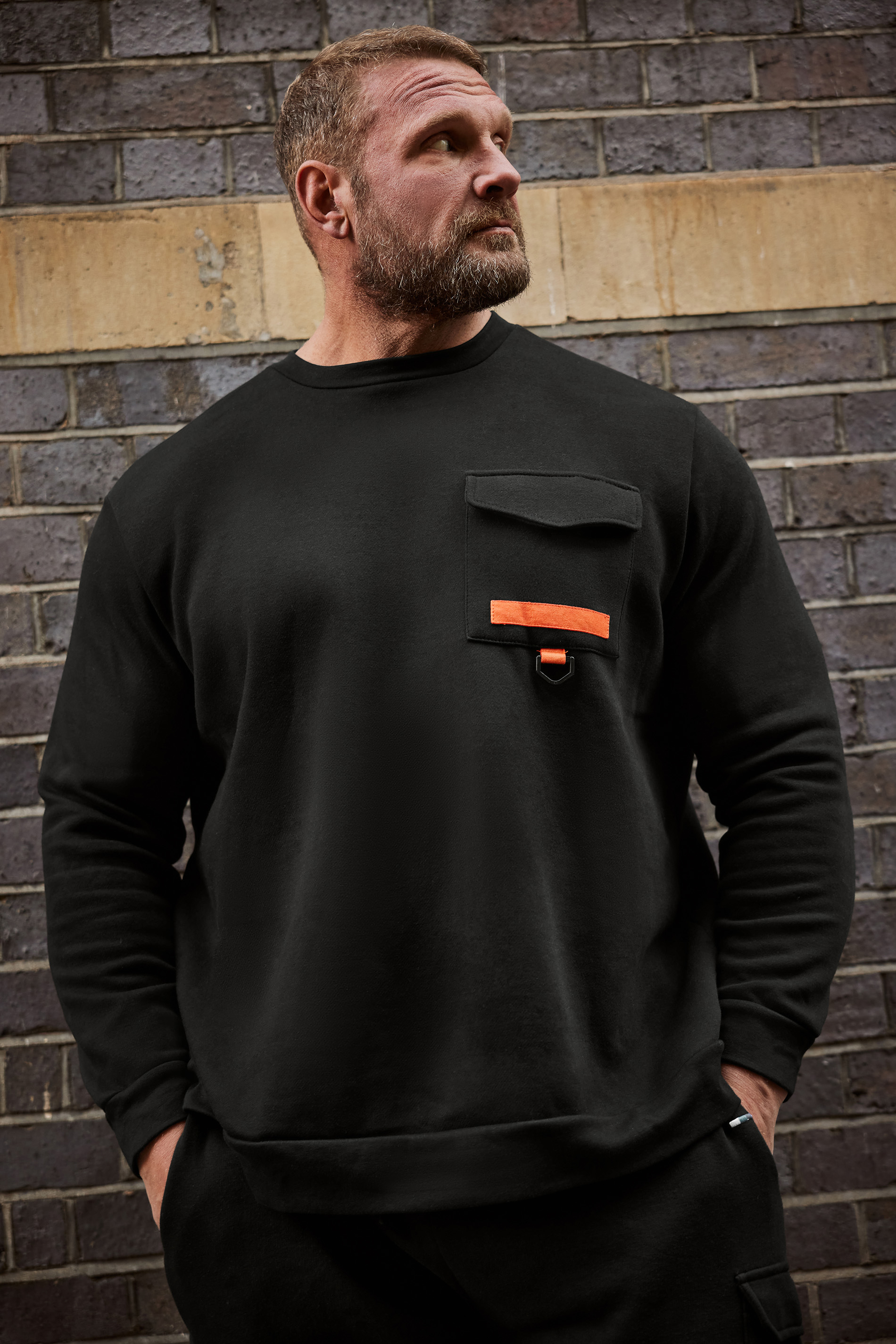 BadRhino Black Pocket Crew Neck Sweatshirt | BadRhino 1