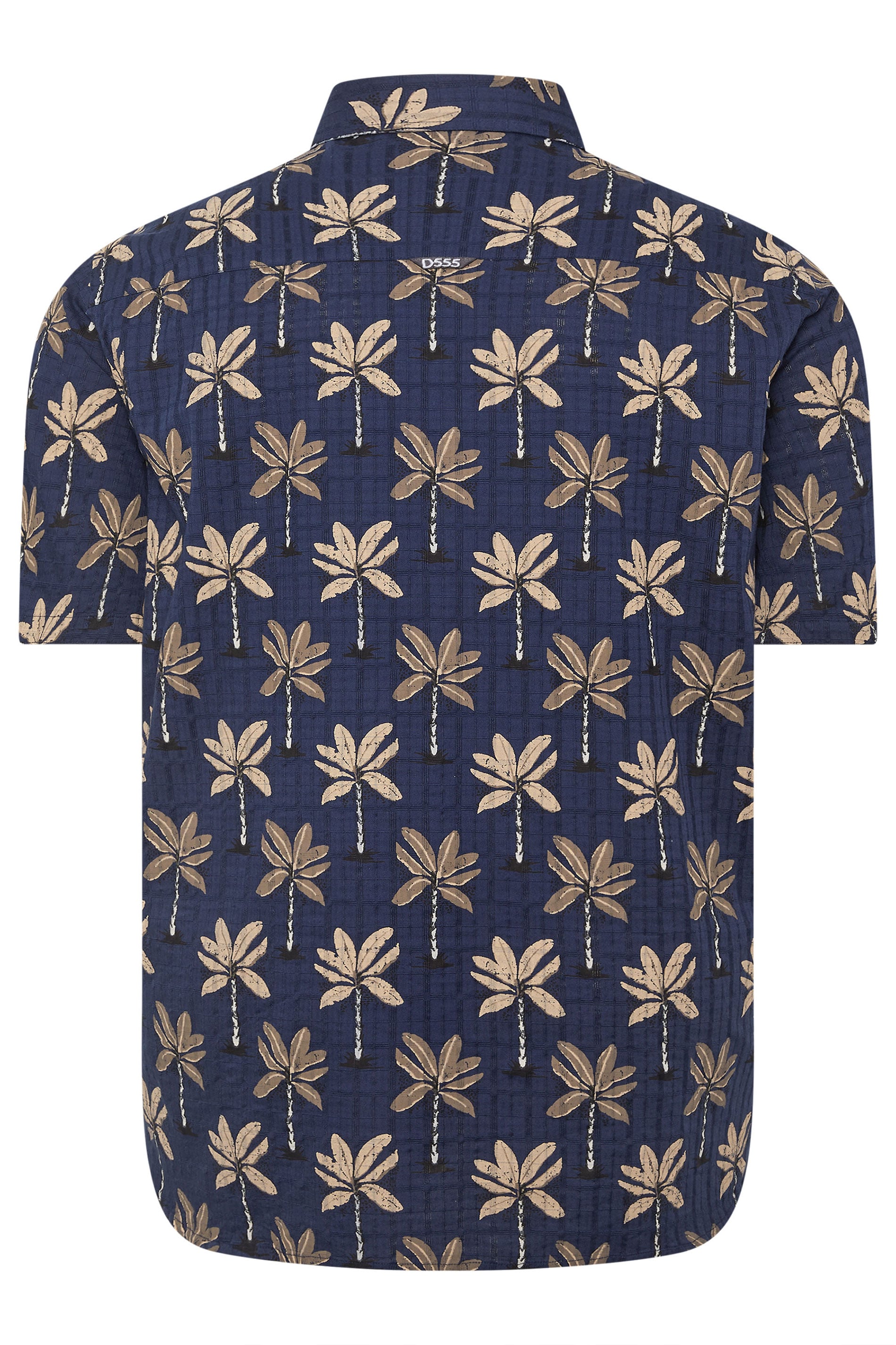 D555 Big & Tall Navy Blue Geometric Print Jacquard Shirt | BadRhino 4