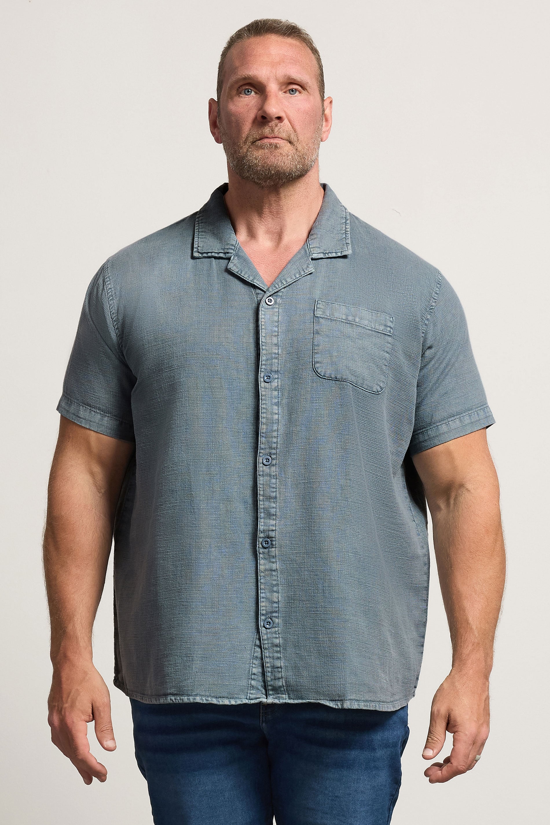 BadRhino Big & Tall Blue Acid Wash Cotton Shirt | BadRhino 1