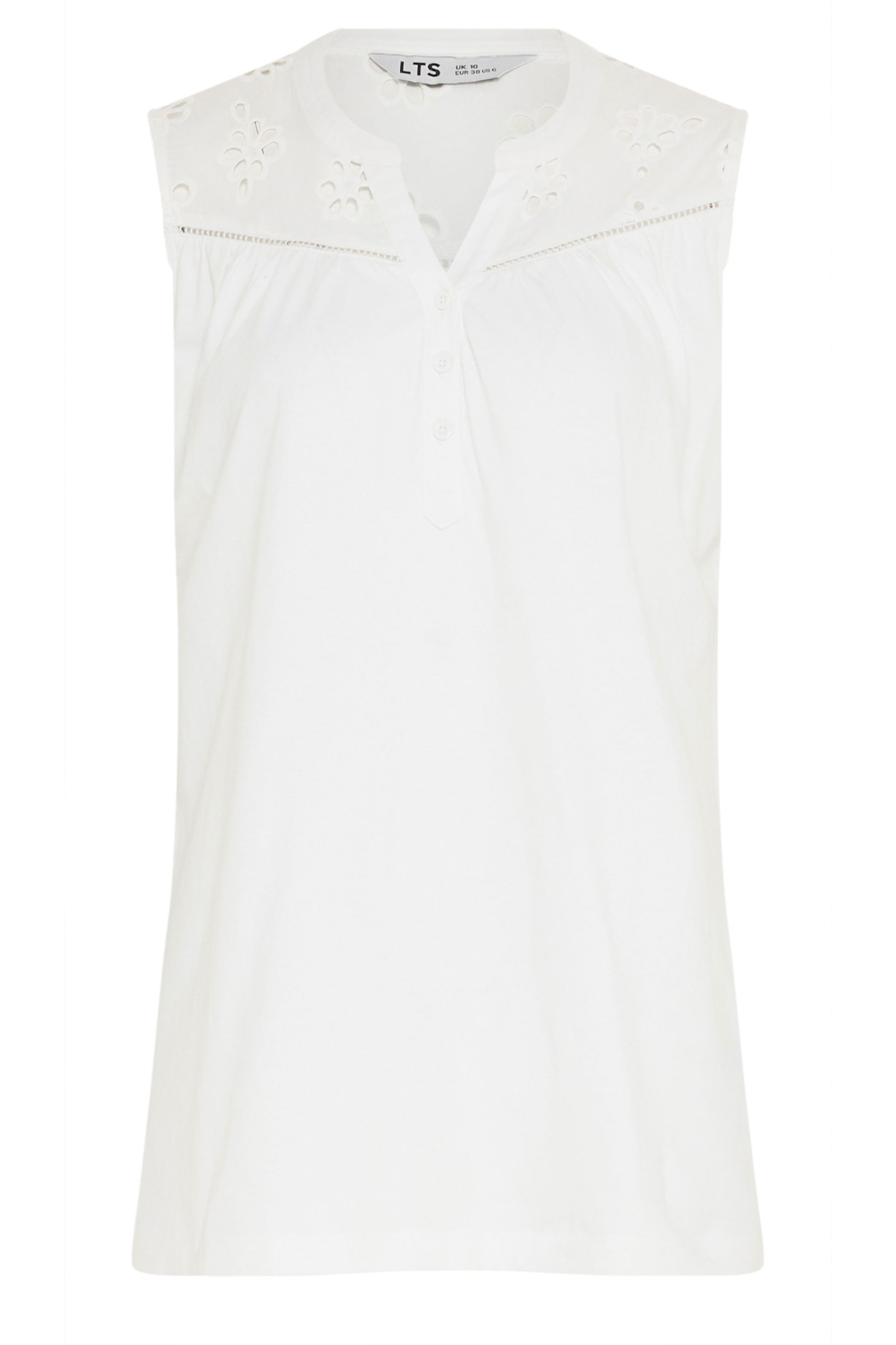 LTS Tall Women's White Embroidered Cotton Vest | Long Tall Sally 5