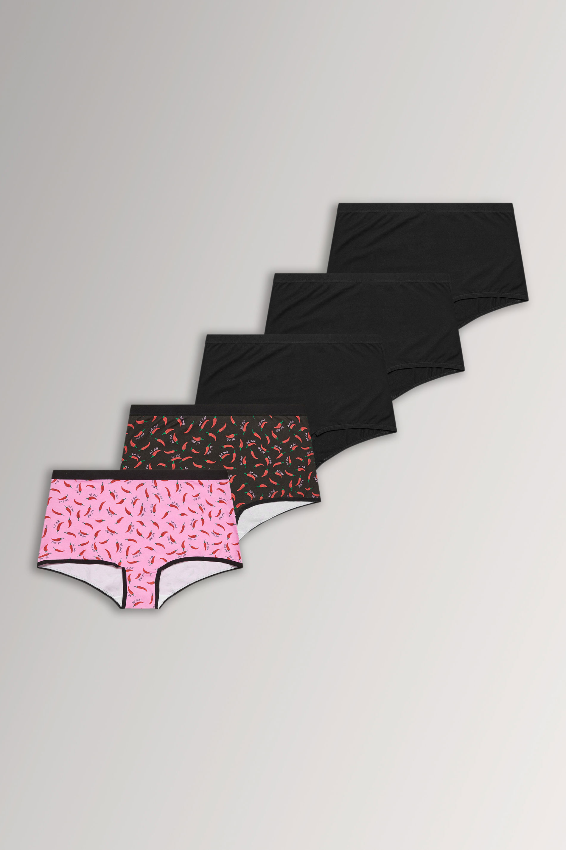 YOURSET 5 PACK Plus Size Black Chili Print Shorts  |Yours Clothing 3