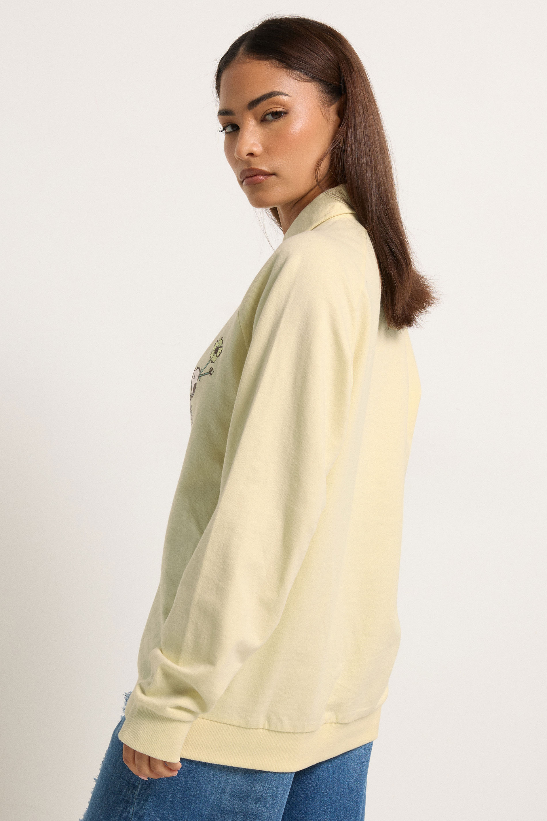 PixieGirl Petite Women's Yellow Cotton Snoopy Embroidered Sweatshirt | PixieGirl 2