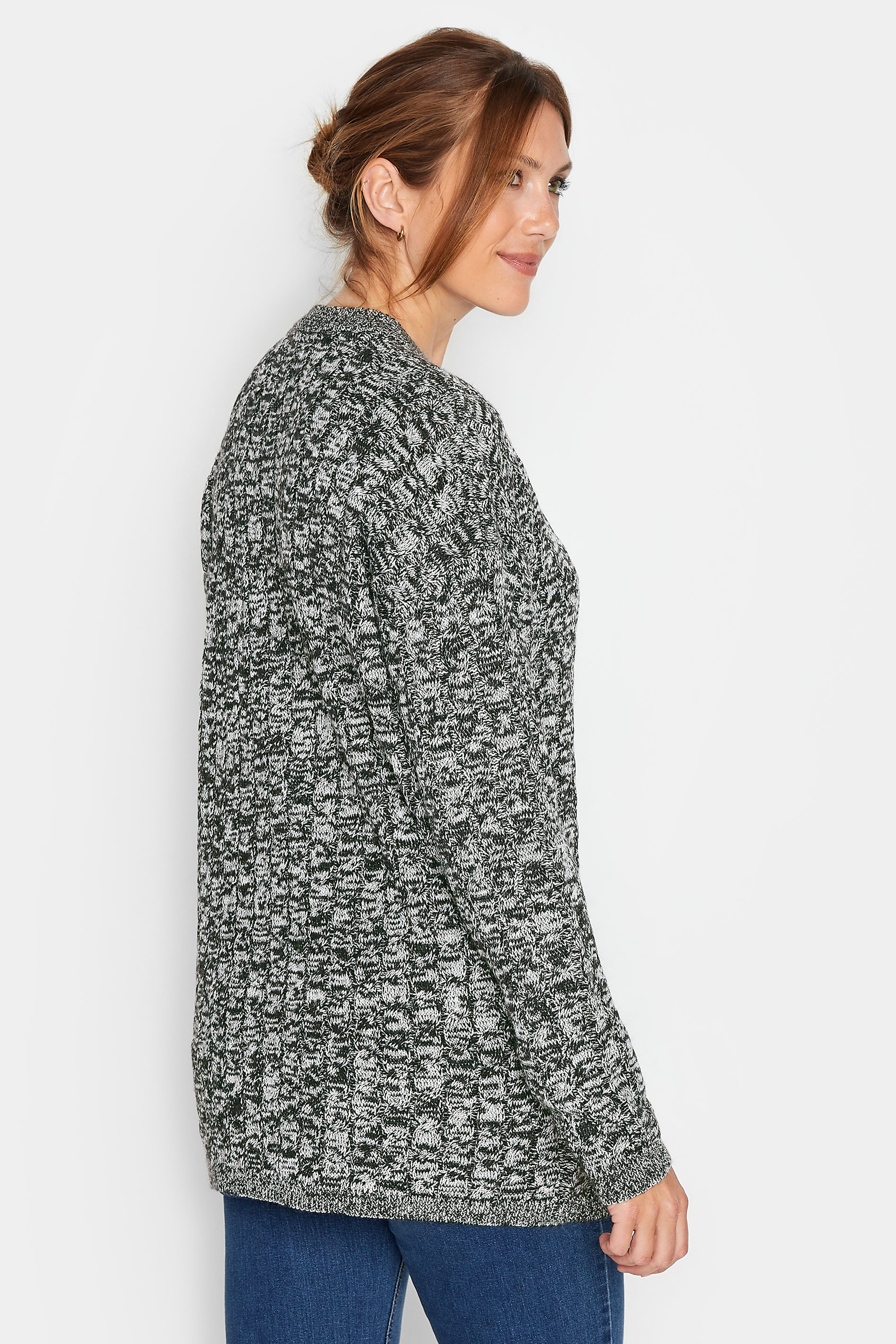 LTS Tall Black & White Cable Knit Jumper | Long Tall Sally 3