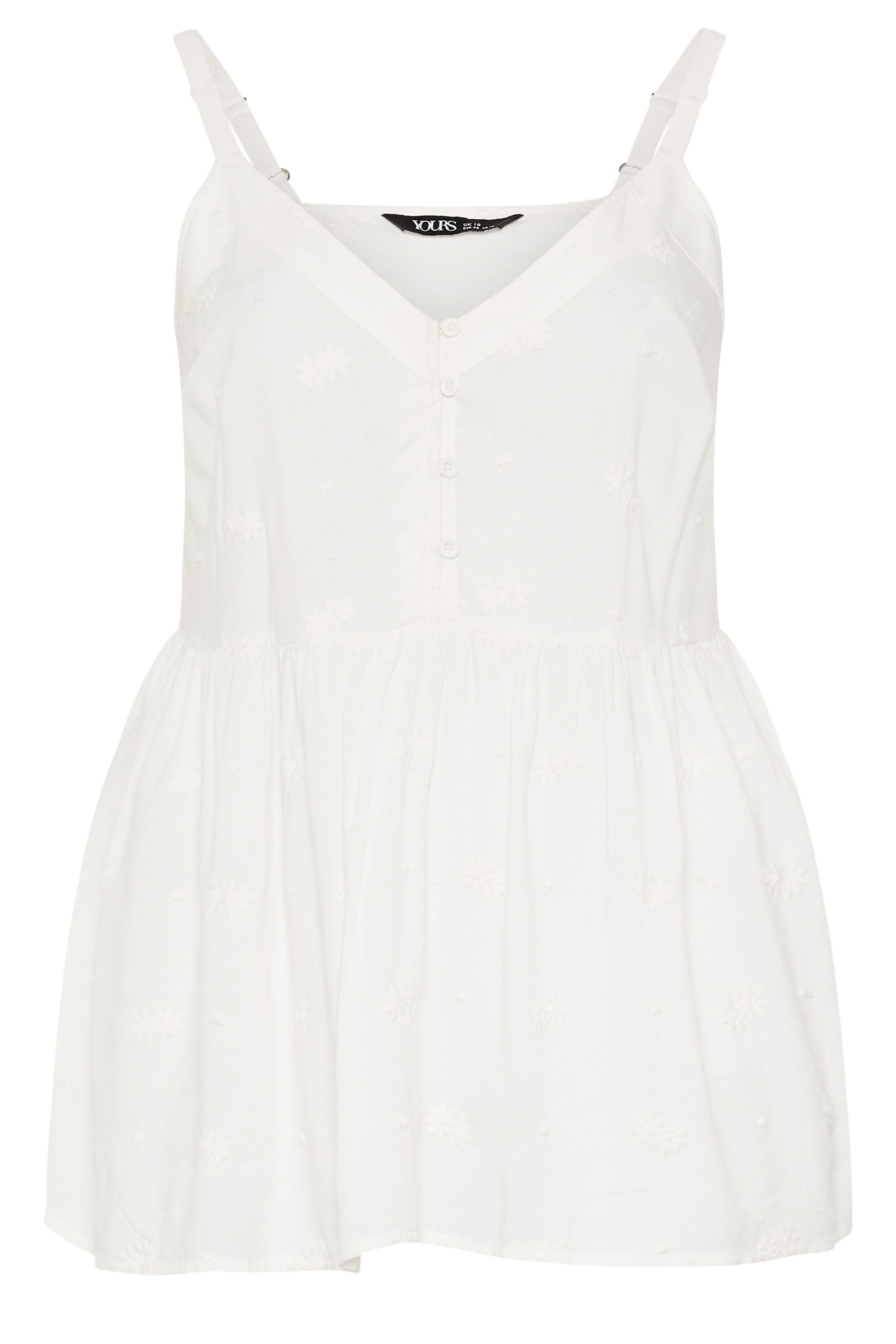 YOURS Plus Size White Embroidered Floral Vest Top | Yours Clothing 5