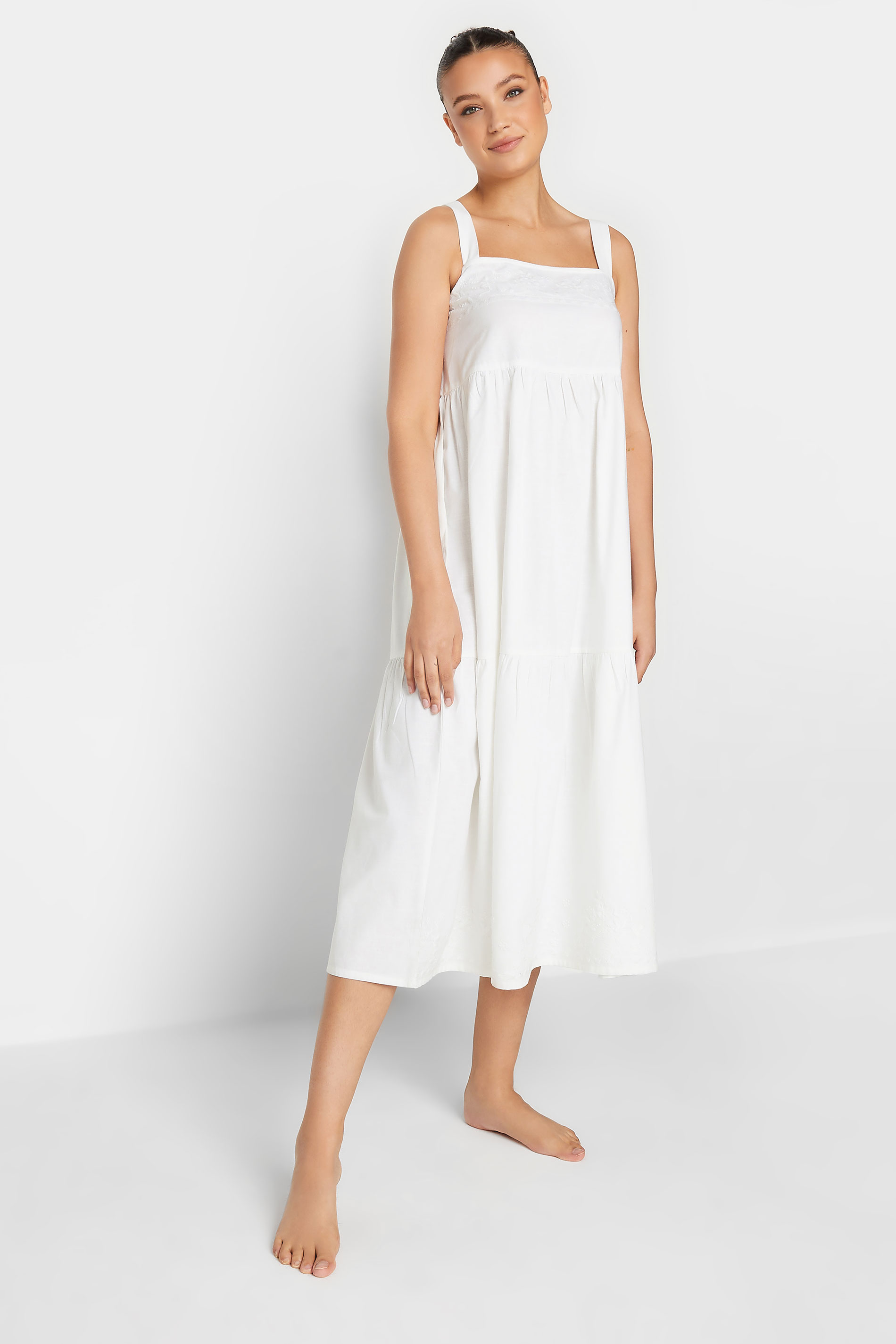 LTS Tall Women's White Embroidered Nightdress | Long Tall Sally 1