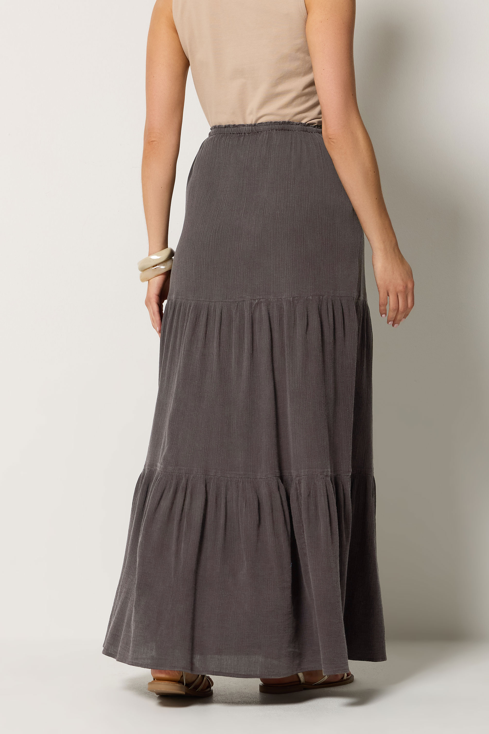 LTS Tall Women's Chocolate Brown Acid Wash Tiered Maxi Skirt | Long Tall Sally 2