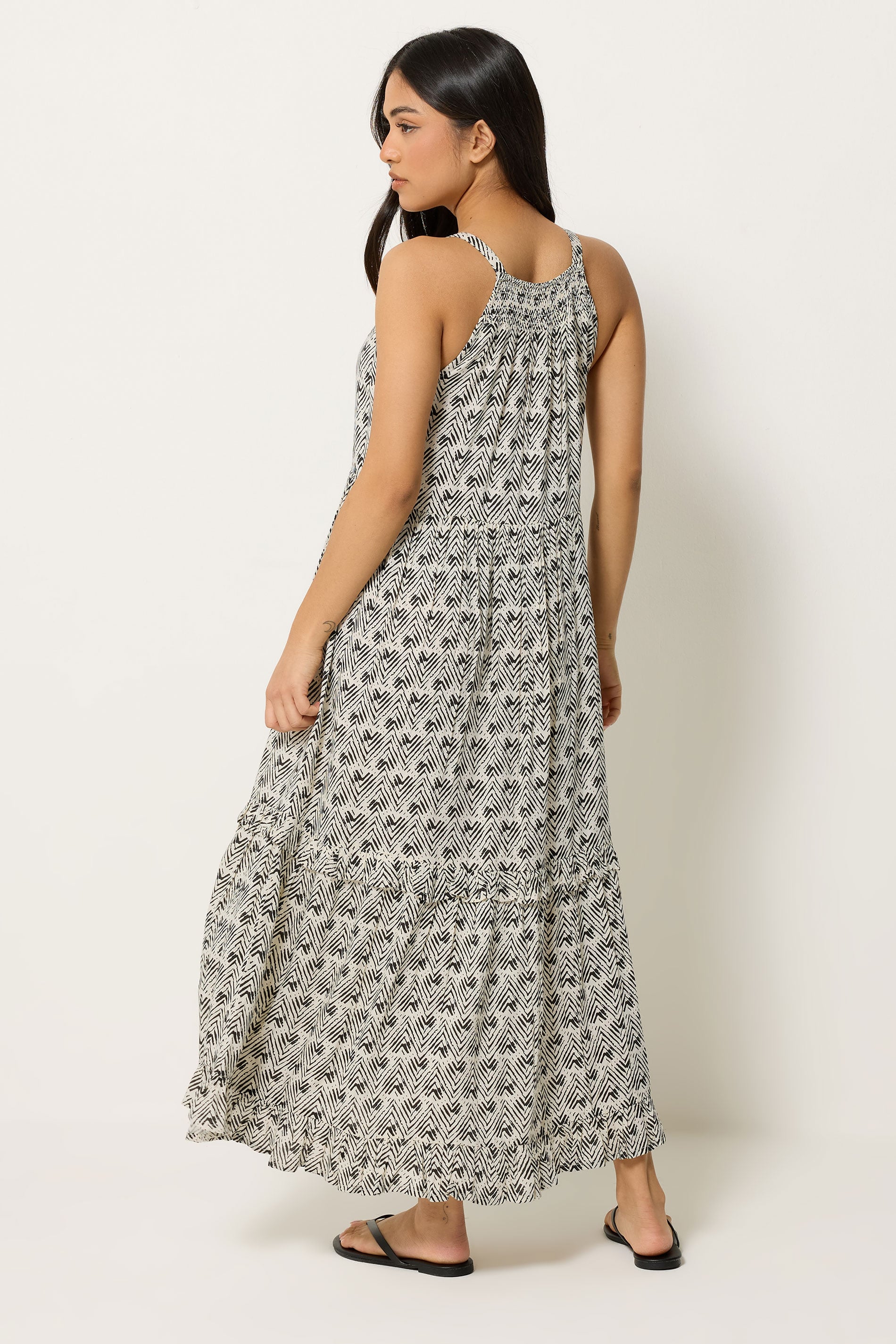 PixieGirl Petite Women's White Zig Zag Halter Neck Maxi Dress | PixieGirl 2
