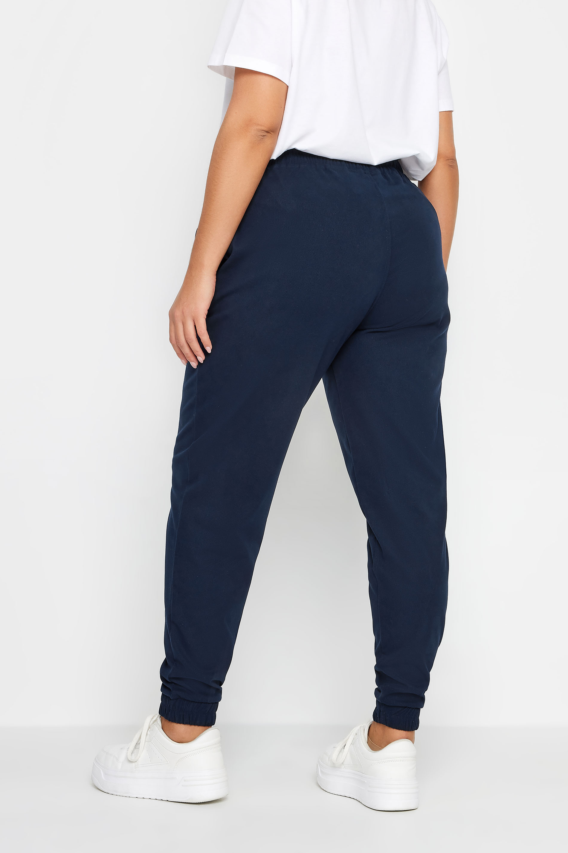 YOURS Curve Navy Blue Stretch Cuffed Joggers | Yours Clothing 3