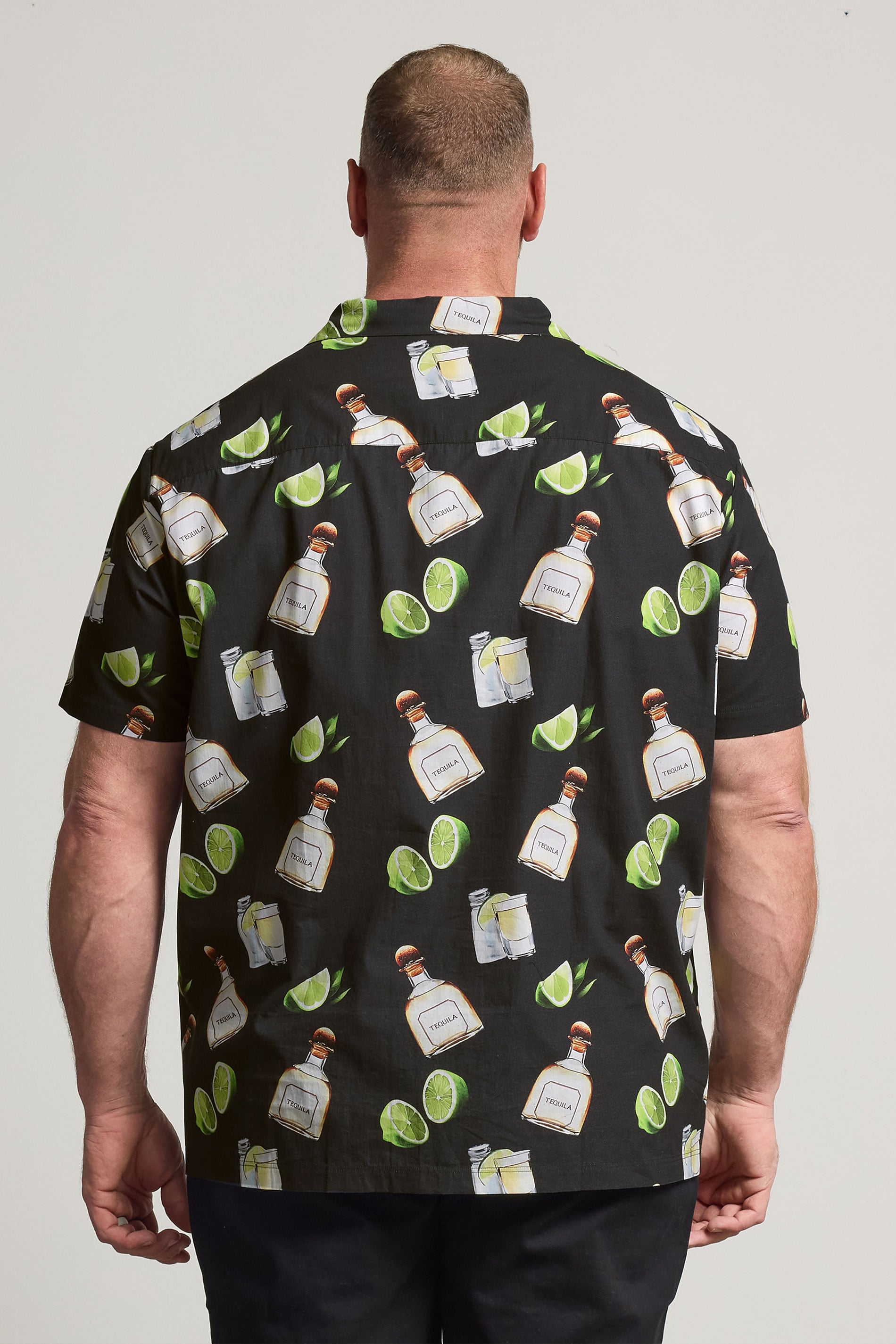 BadRhino Big & Tall Black Tequila Print Revere Shirt | BadRhino 2