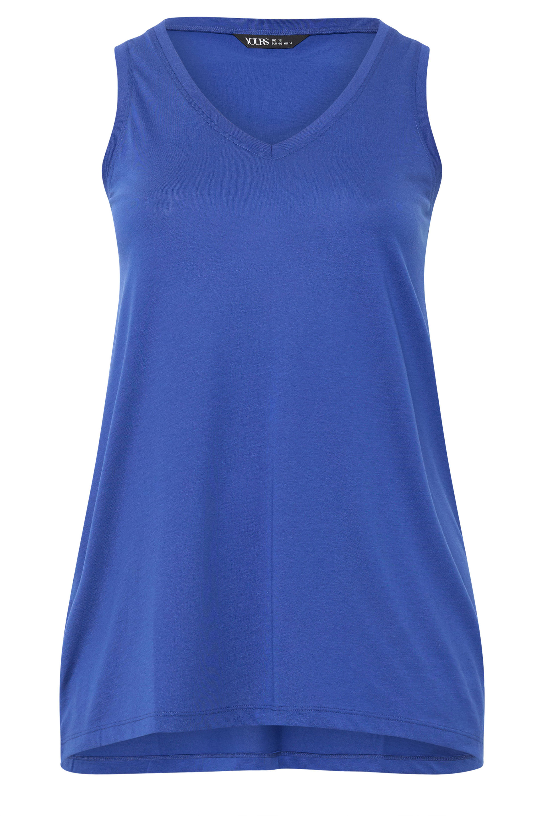 YOURS Plus Size Cobalt Blue V-Neck Basic Vest Top | Vest Top 5