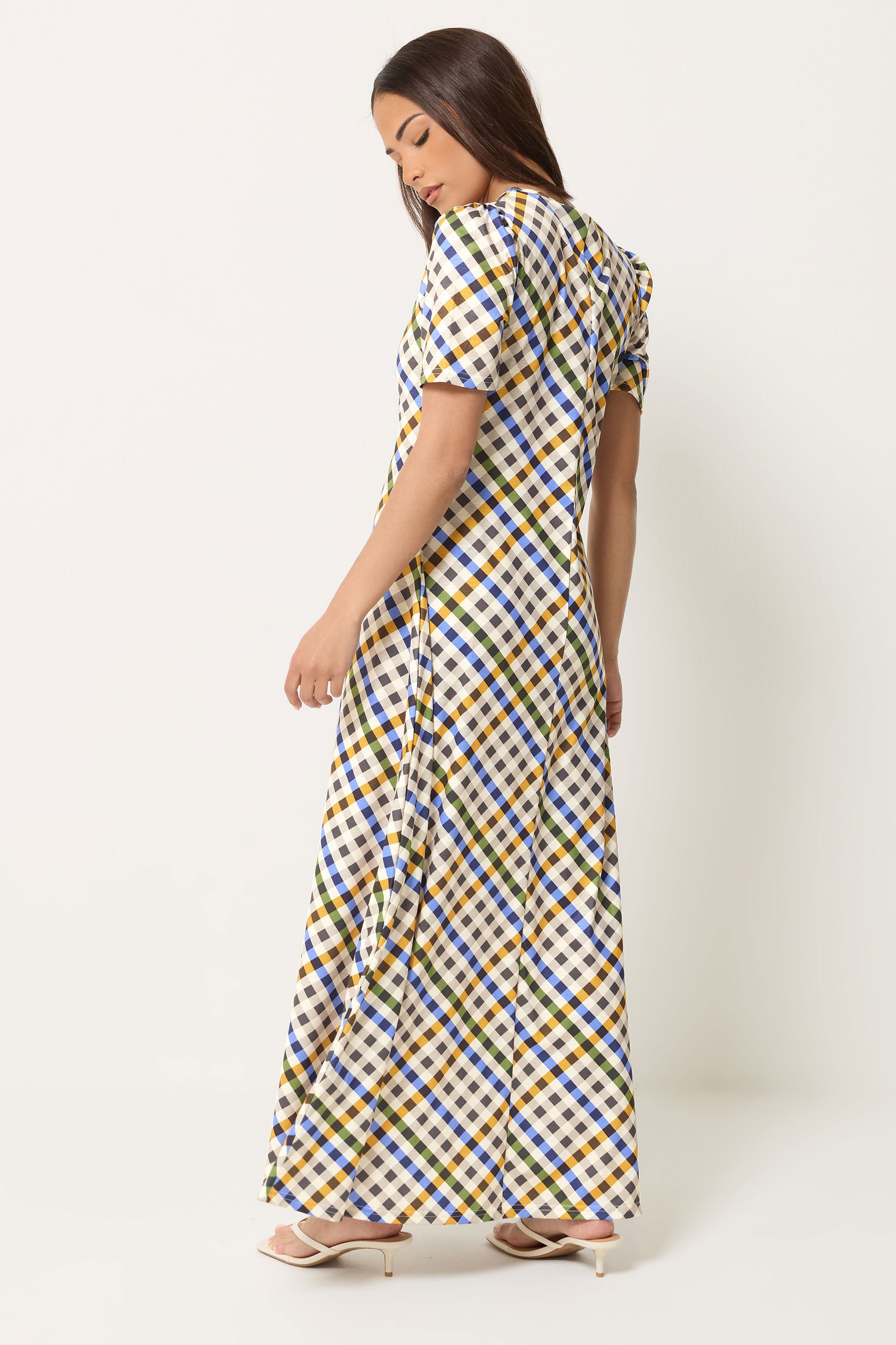 PixieGirl Petite Women's Blue Gingham Maxi Dress | PixieGirrl 2