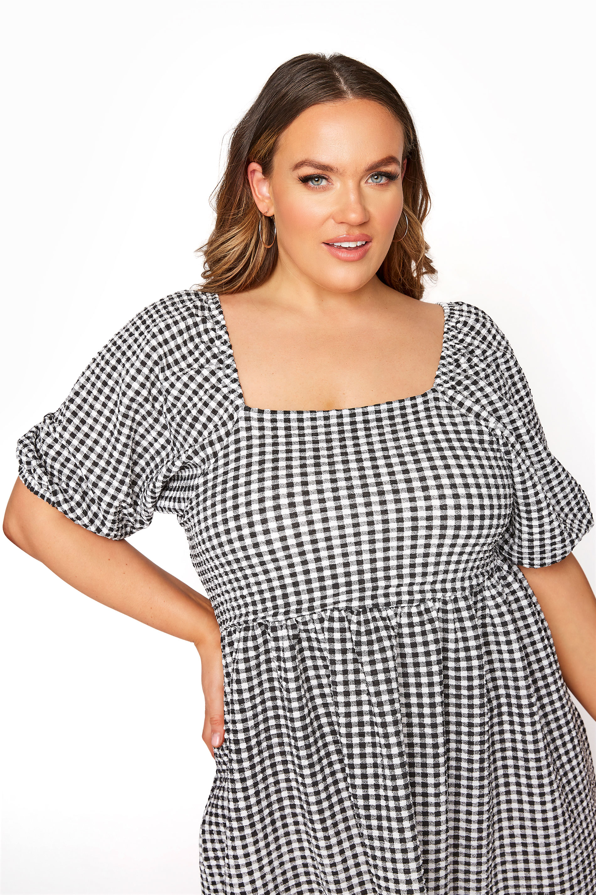 LIMITED COLLECTION Black Gingham Milkmaid Dress | Yours Clothing