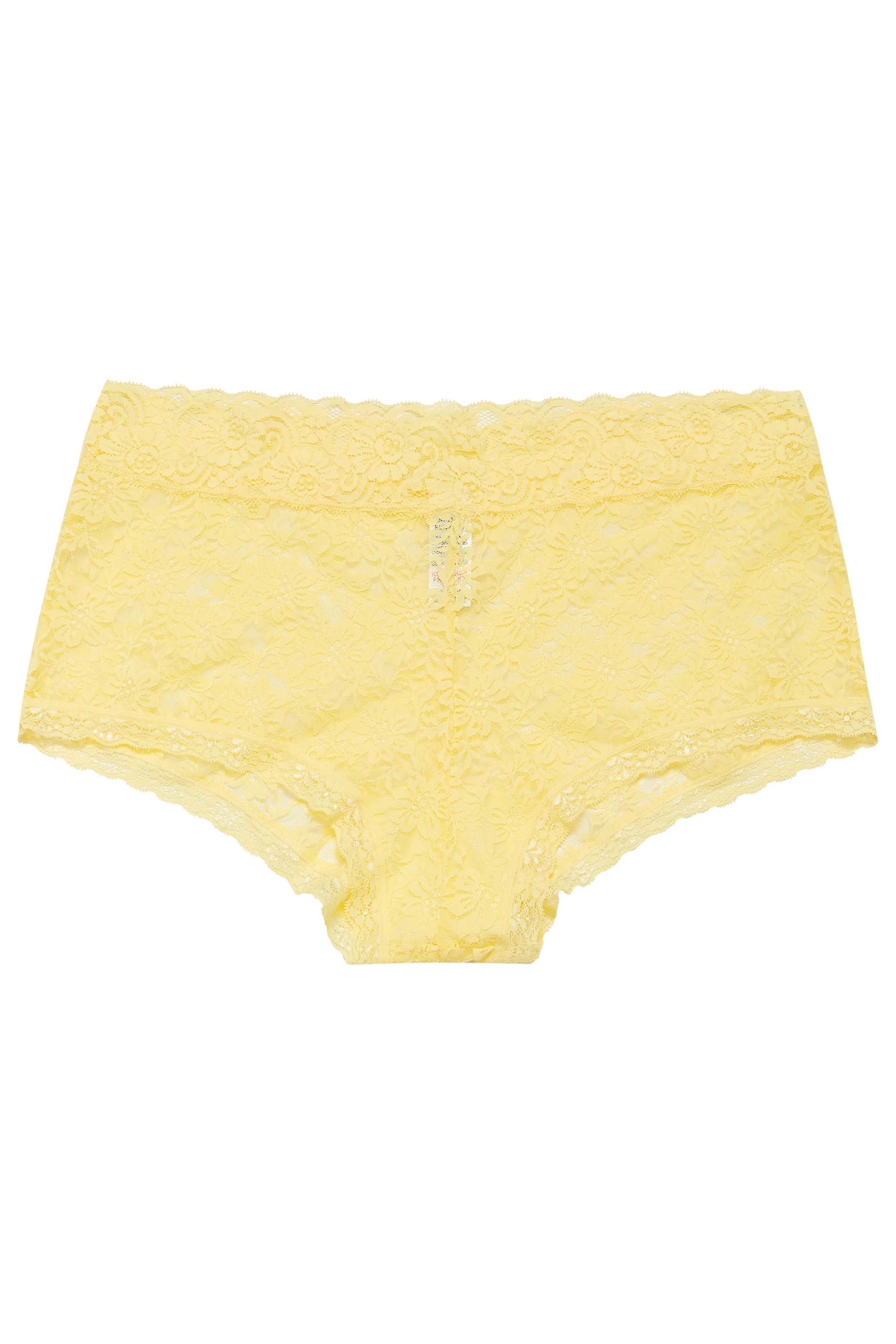 YOURS Curve Yellow Floral Lace Shorts | Yours Clothing