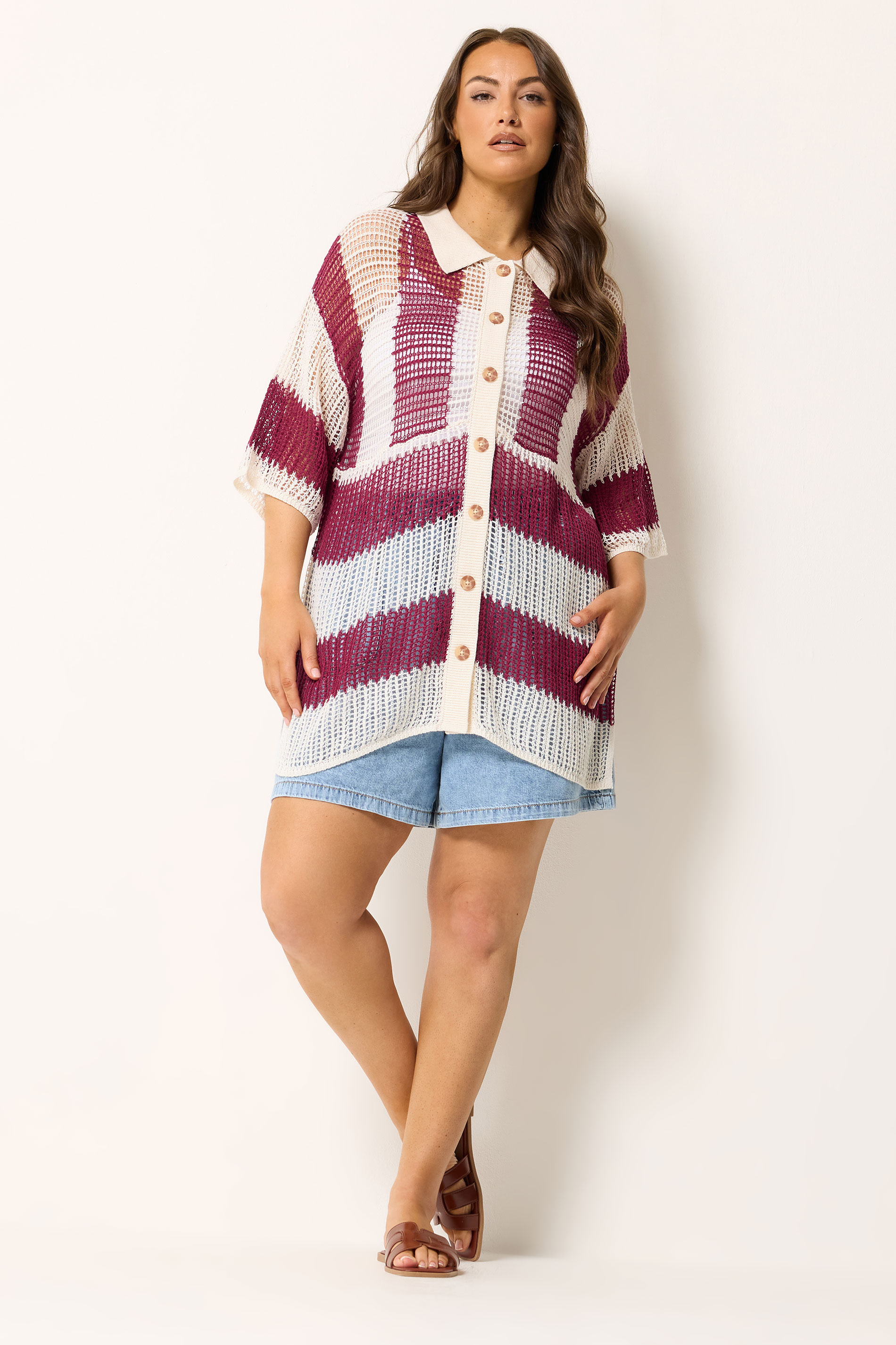 YOURS Plus Size Ivory White Crochet Shirt | Yours Clothing 1