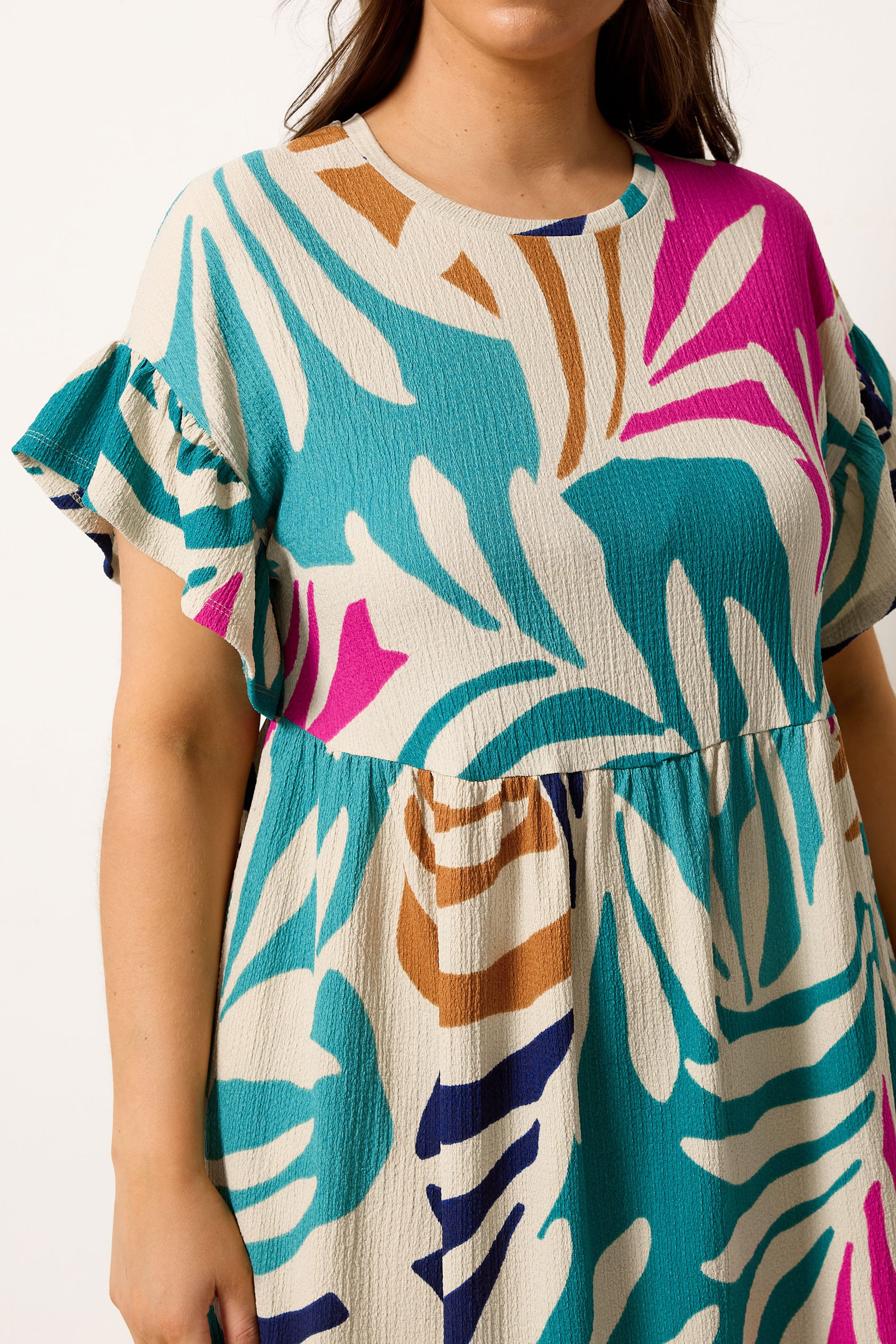 YOURS Plus Size Natural Brown & Green Abstract Print Maxi Dress | Yours Clothing 4