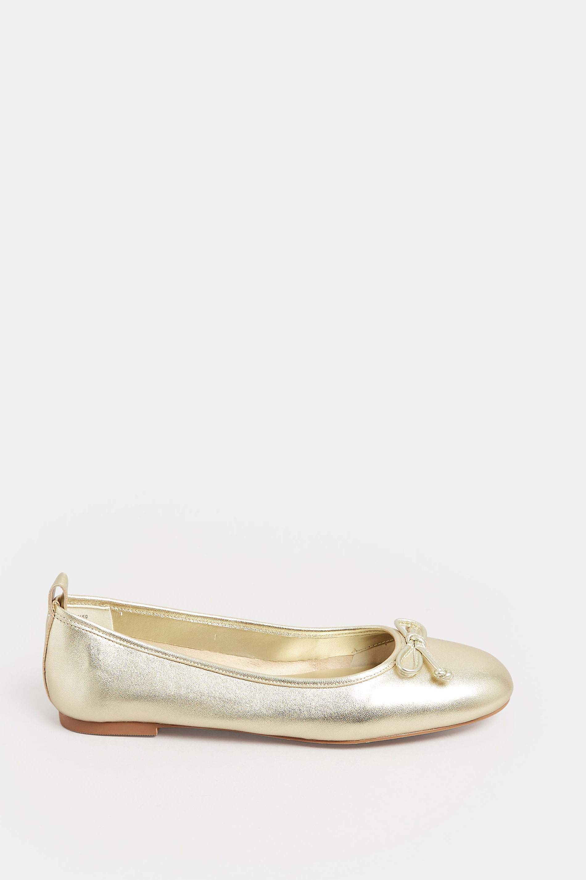 LTS Gold Leather Ballerina Pumps In Standard Fit | Long Tall Sally  3