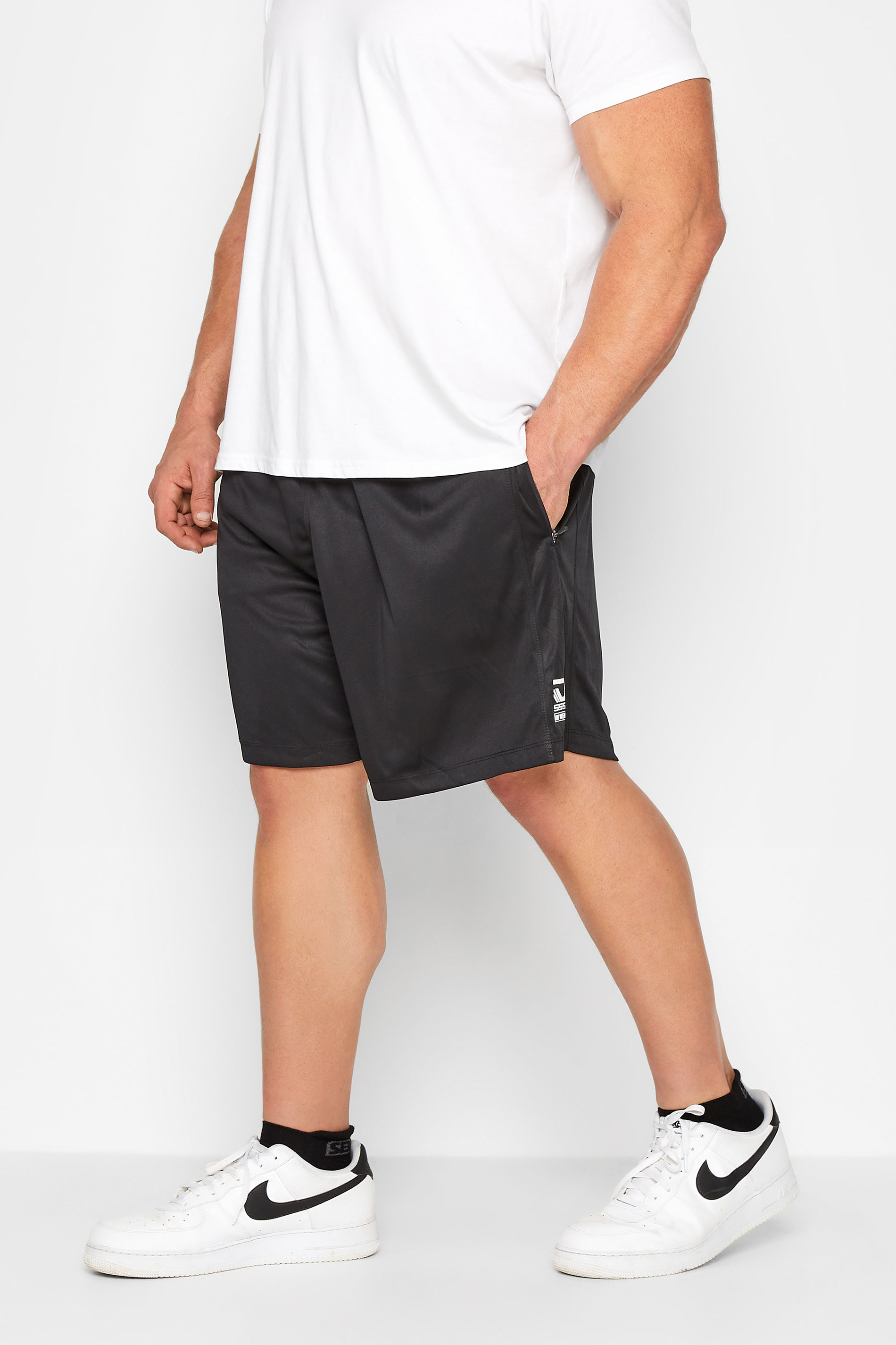 D555 Big & Tall Black Dry Wear Active Shorts | BadRhino 1
