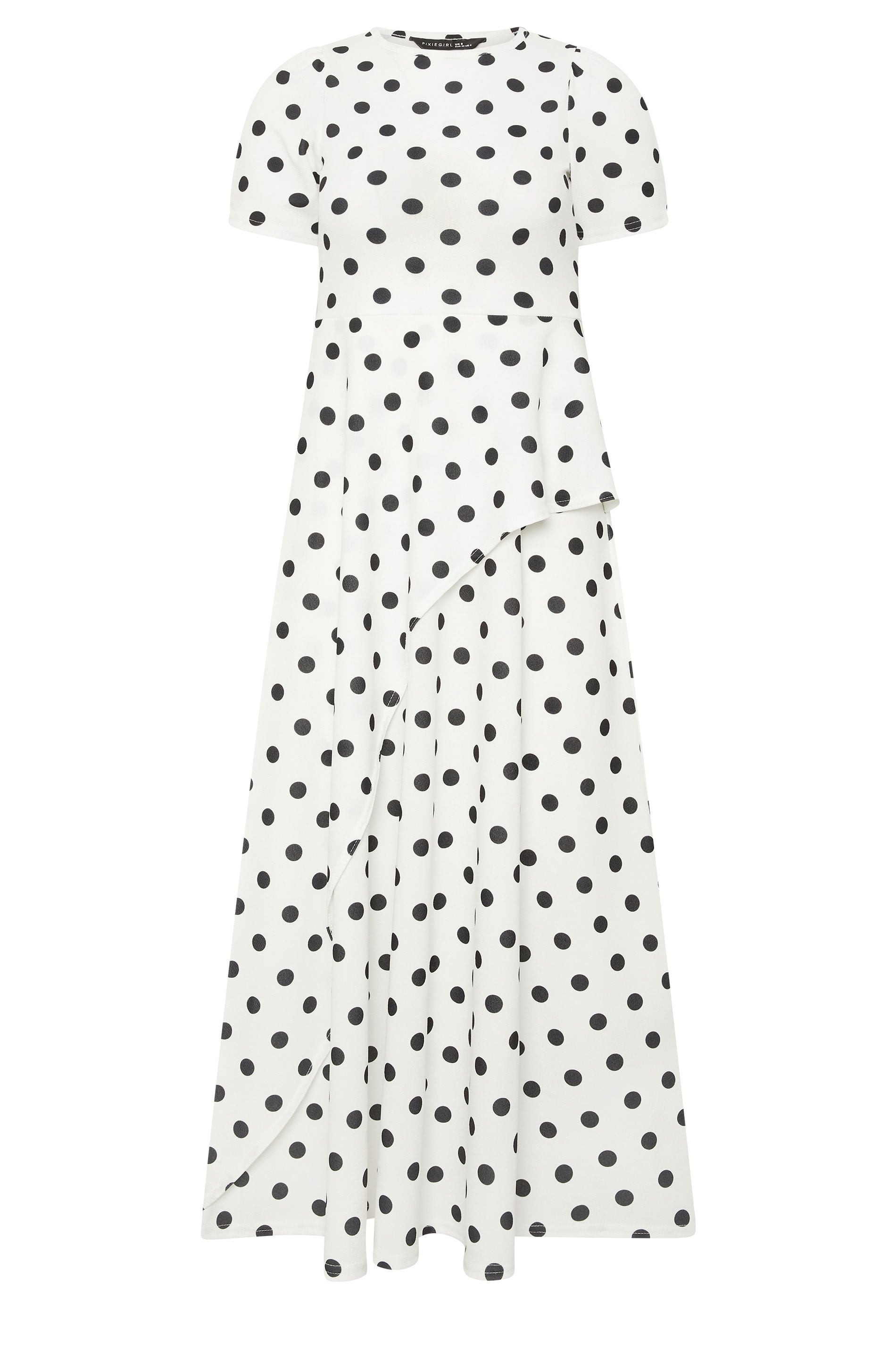PixieGirl Petite Women's White Polka Dot Print Maxi Dress | PixieGirl 6
