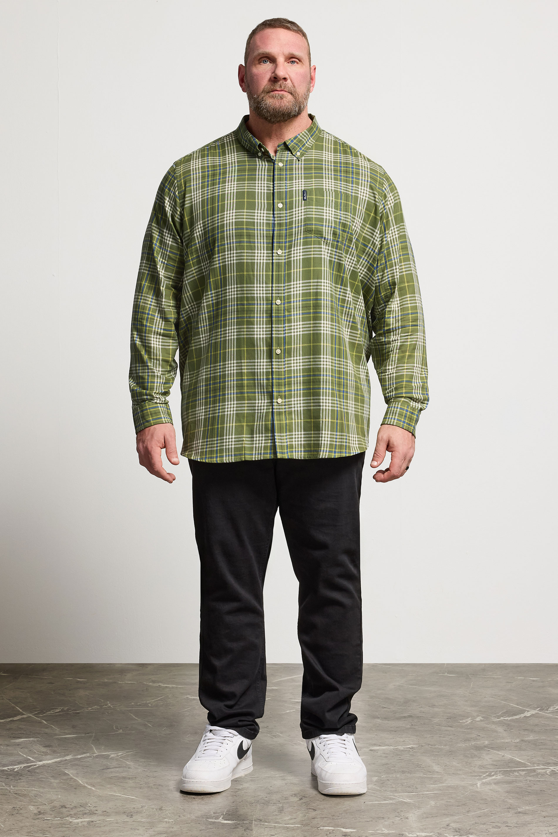 BEN SHERMAN Big & Tall Green Check Shirt | BadRhino 1