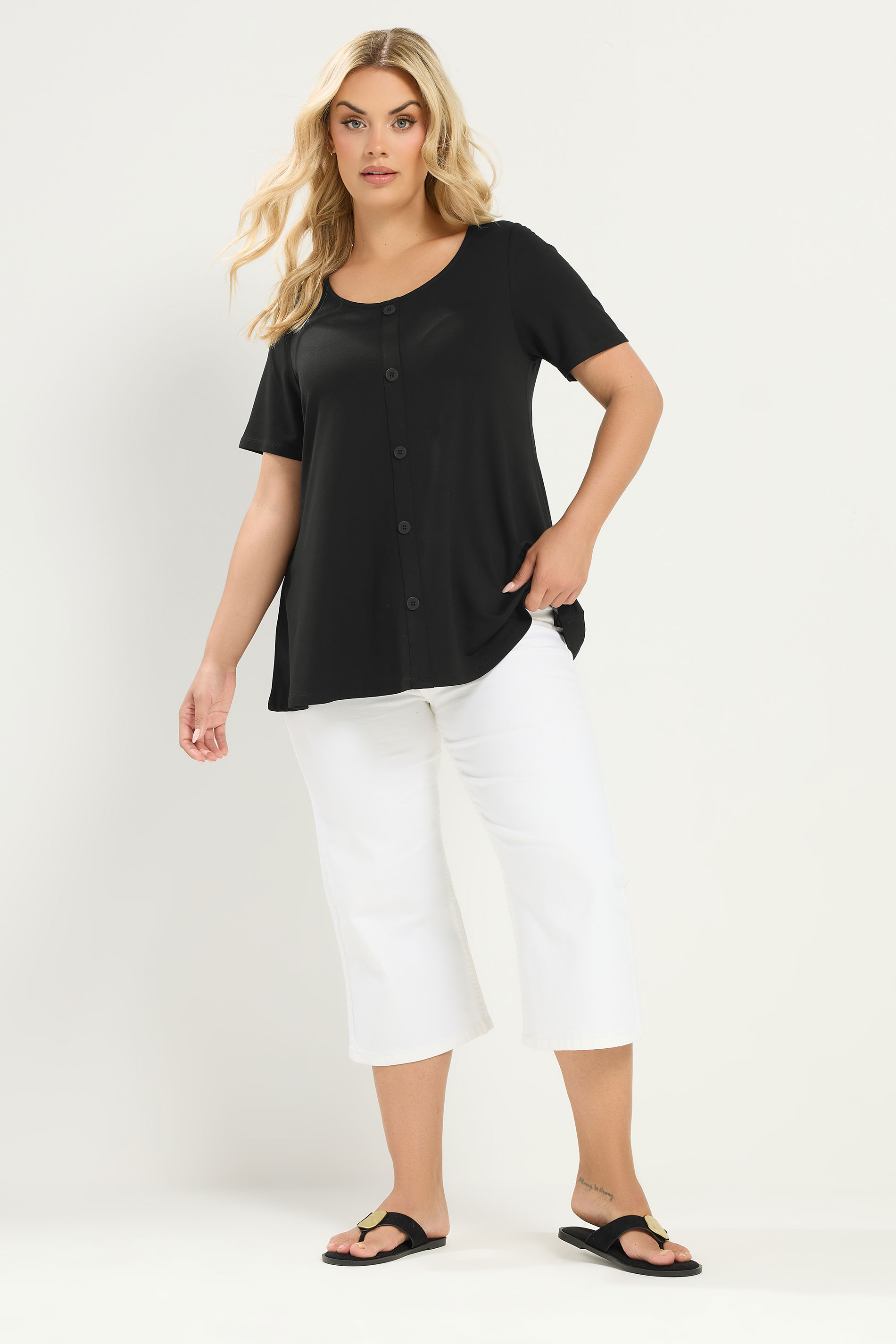 YOURS Plus Size Black Soft Touch Top | Yours Clothing 1