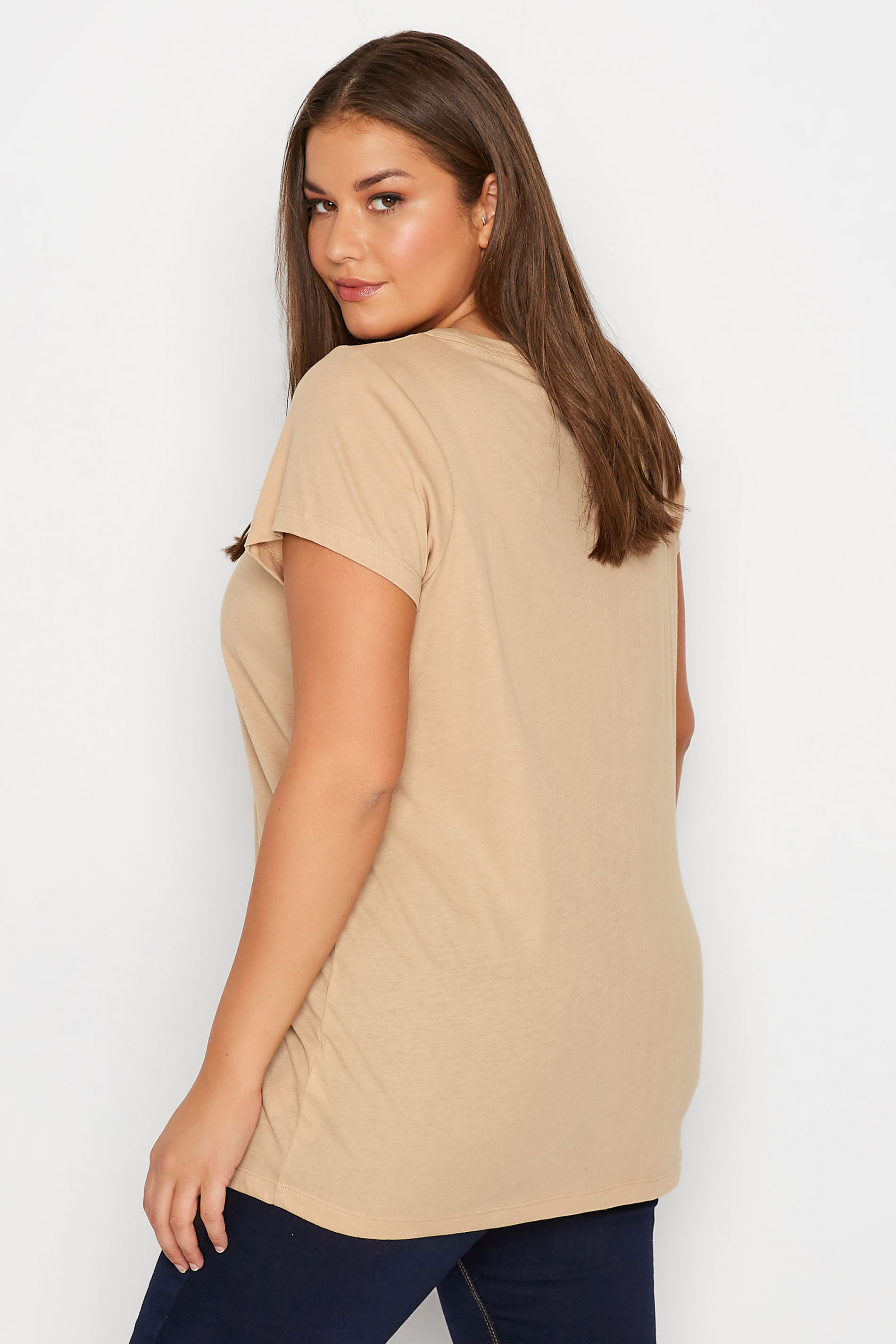 Plus Size Beige Brown Short Sleeve T-Shirt | Yours Clothing  3