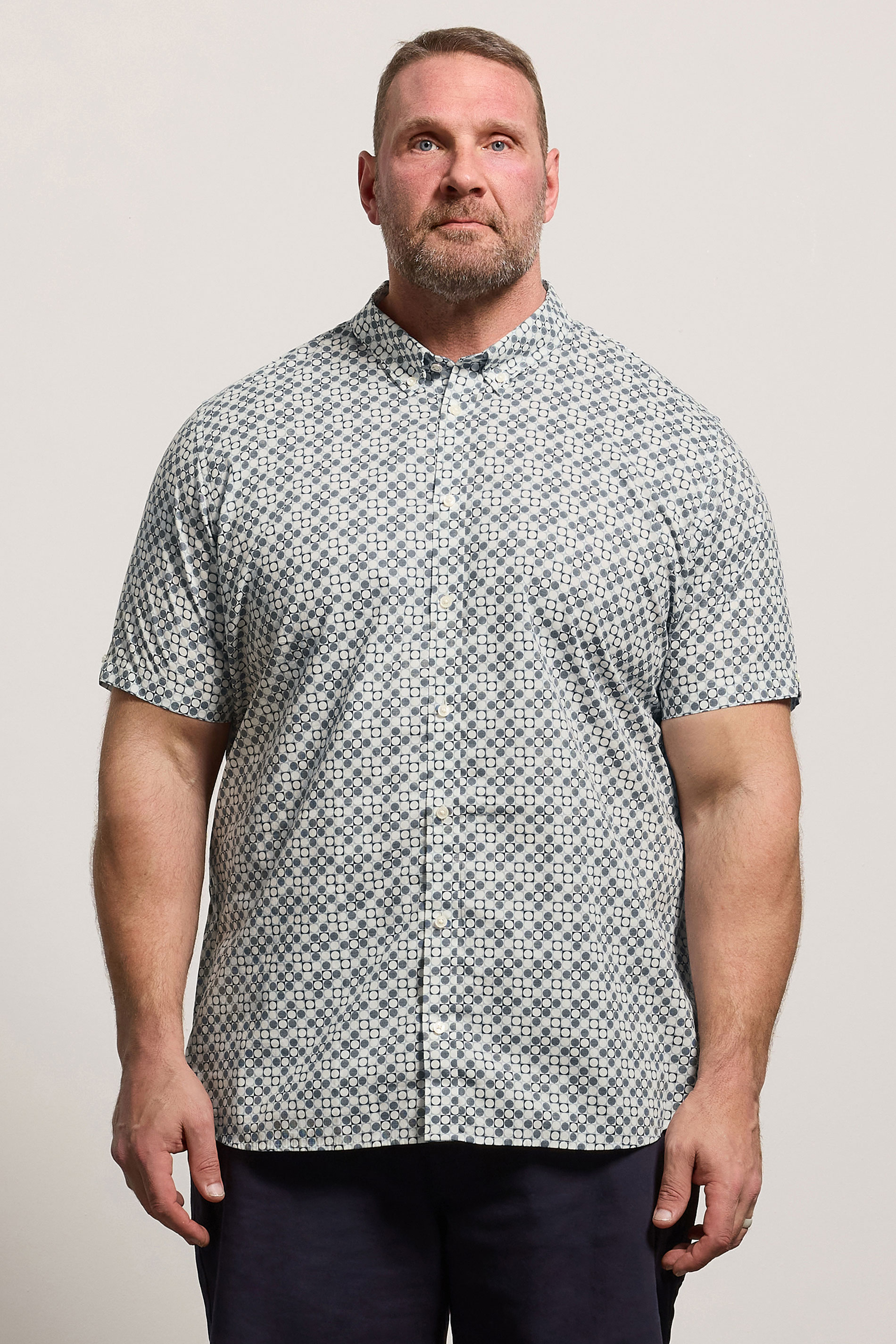 BEN SHERMAN Big & Tall Light Blue Geometric Print Shirt | BadRhino 3