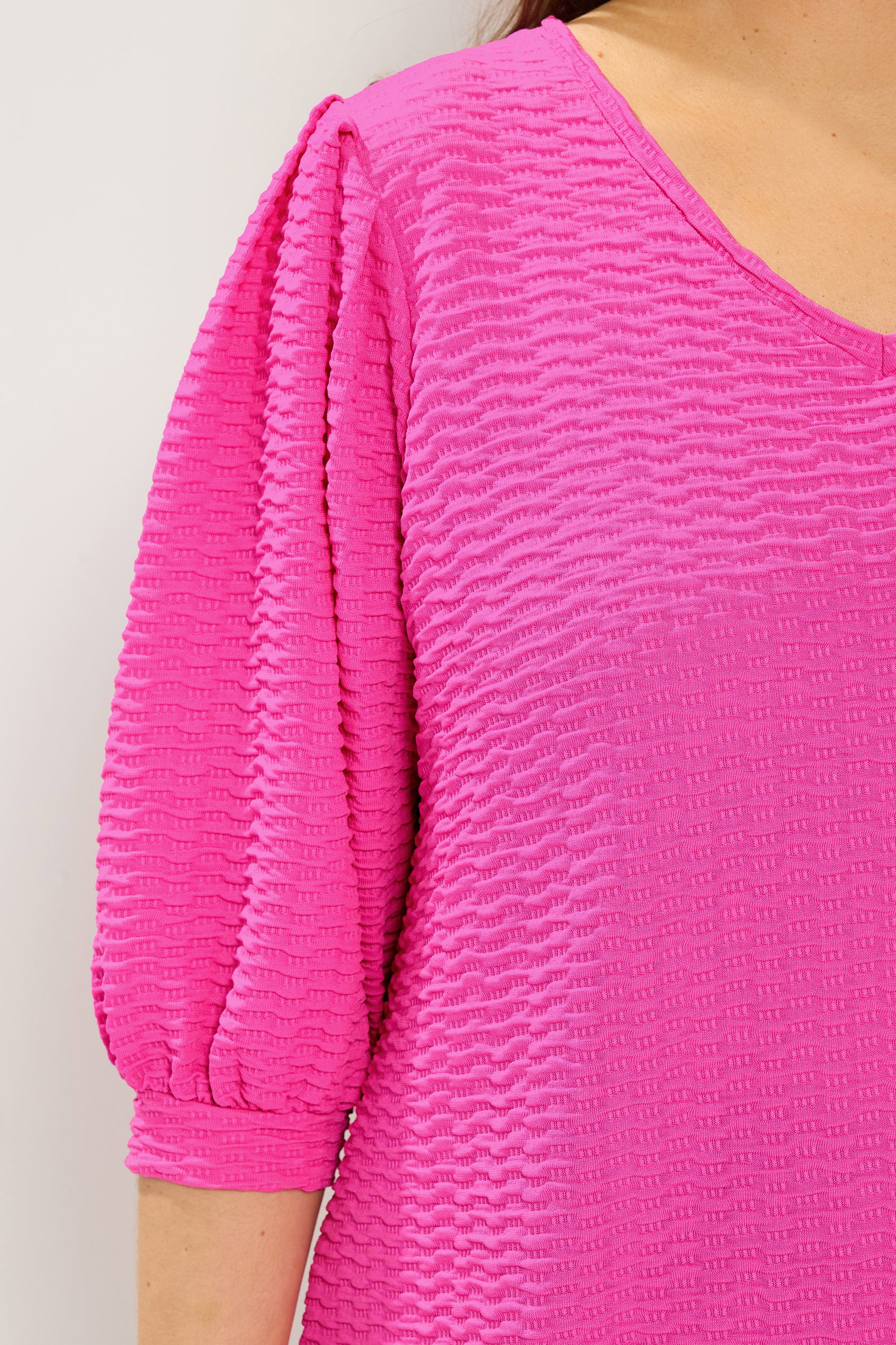 YOURS Plus Size Pink Textured Balloon Sleeve Top | Yours Clothing 4