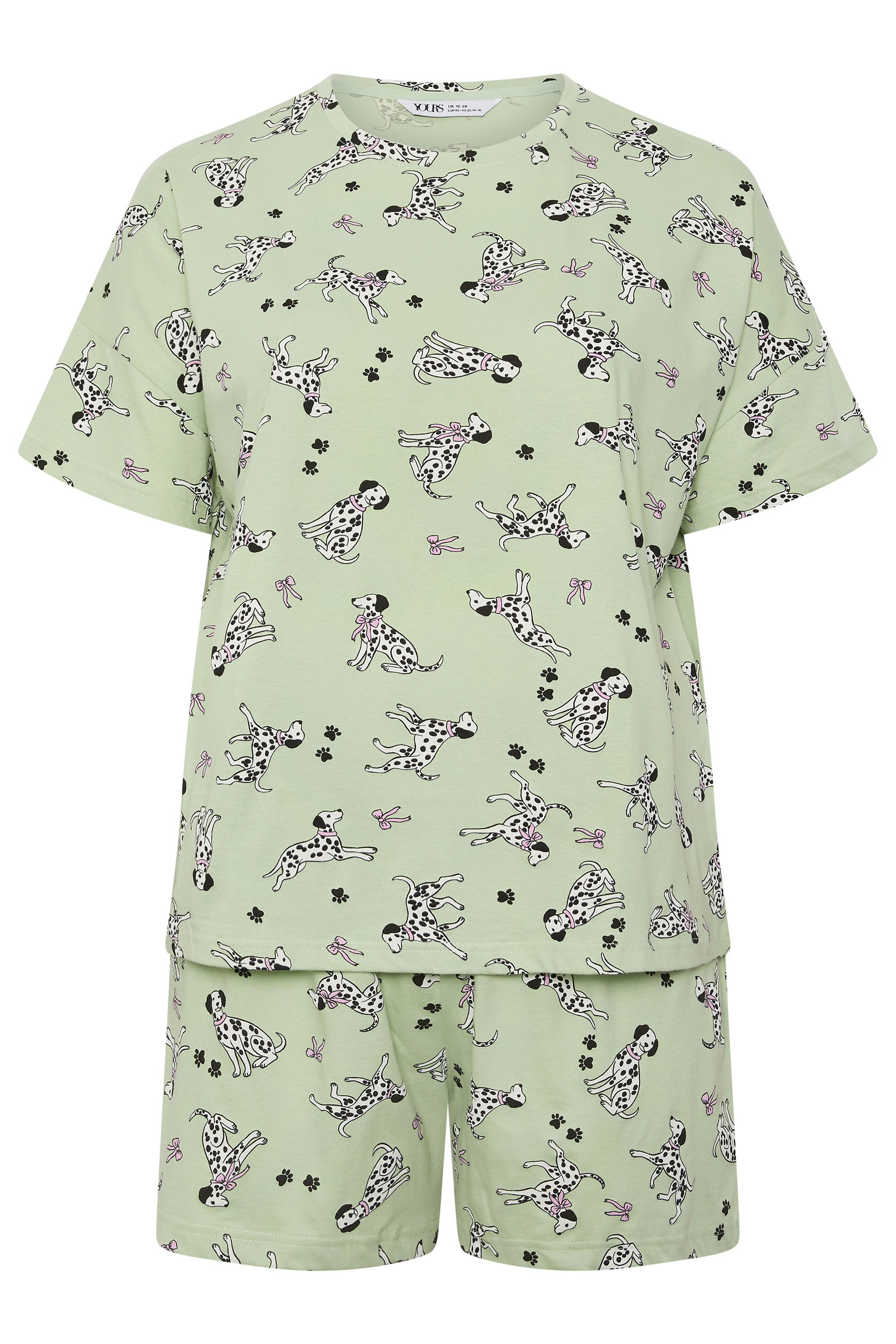 YOURS Plus Size Green Dalmatians Short Sleeve Pyjama Set | Yours Clothing 5