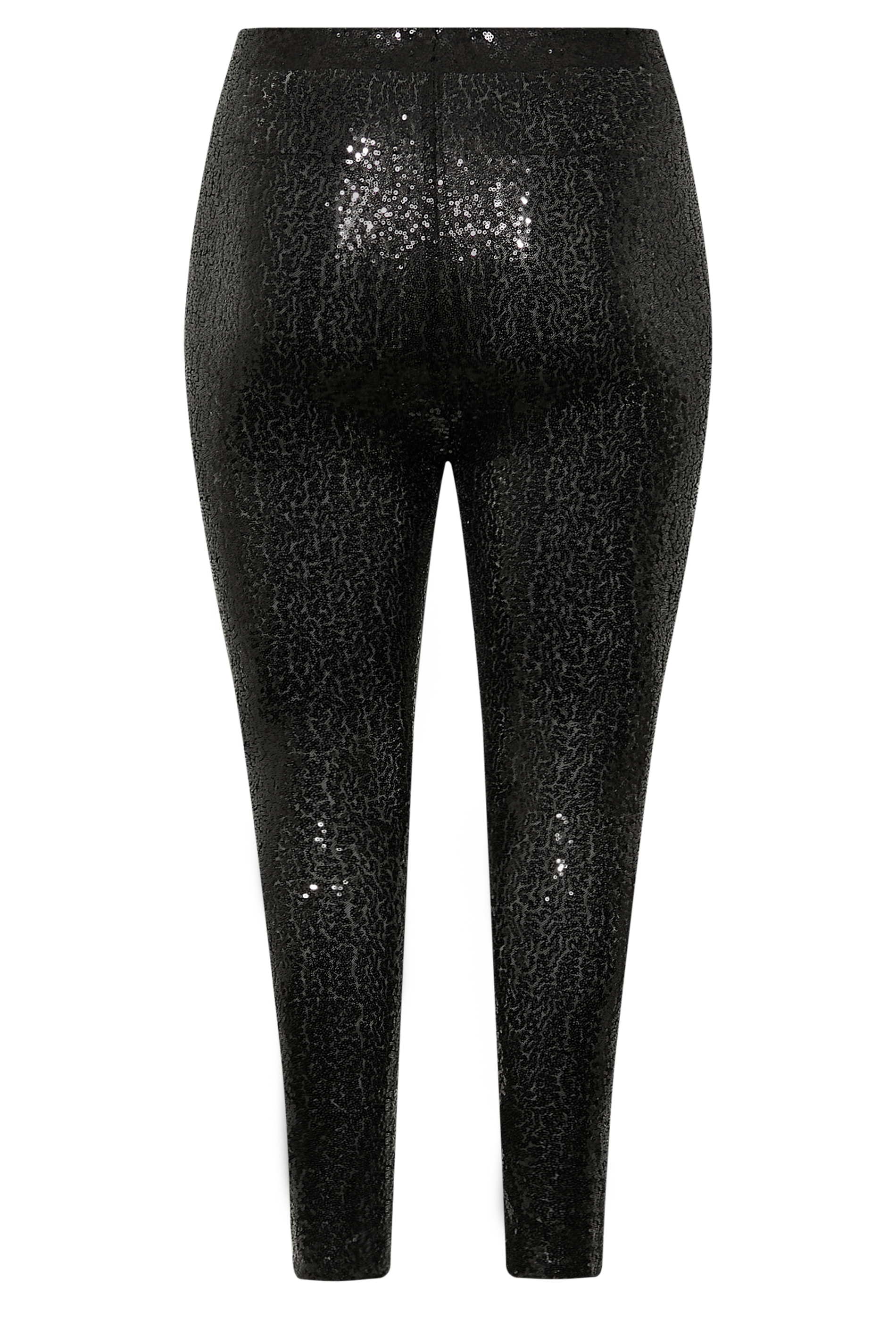 Plus Size Black Sequin Stretch Leggings | Yours Clothing