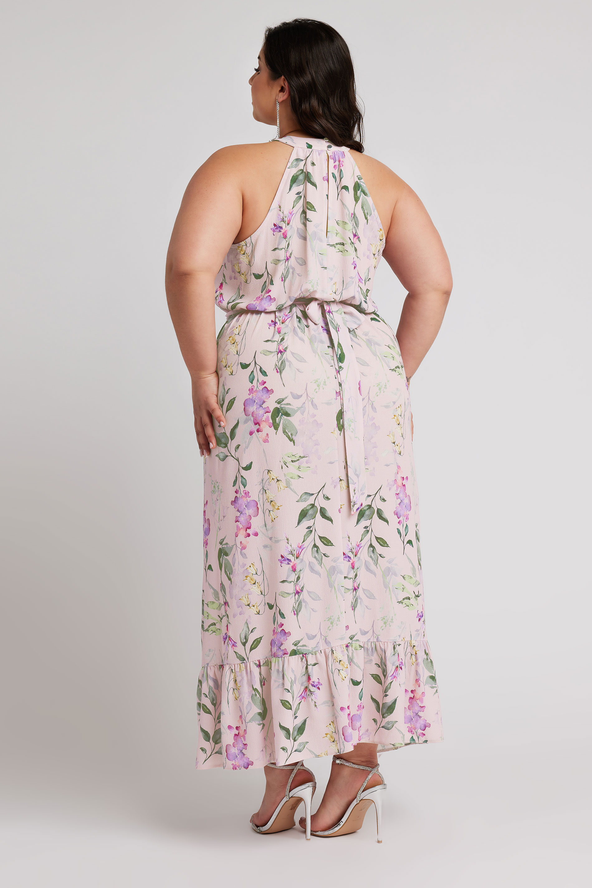 YOURS LONDON Plus Size Pink Floral Print Maxi Dress | Yours Clothing 3