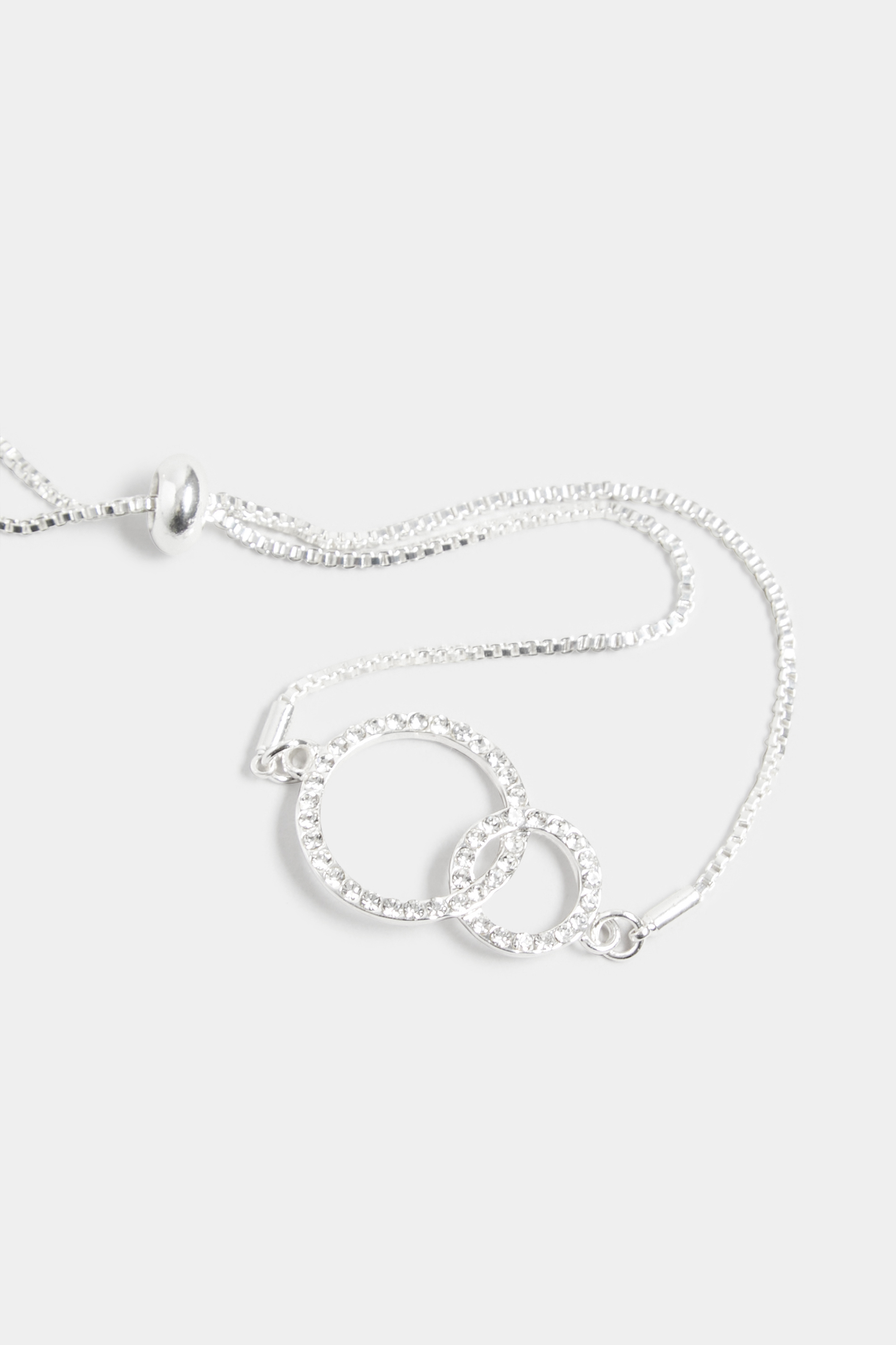 Silver Diamante Links Adjustable Bracelet | Yours Clothing 3