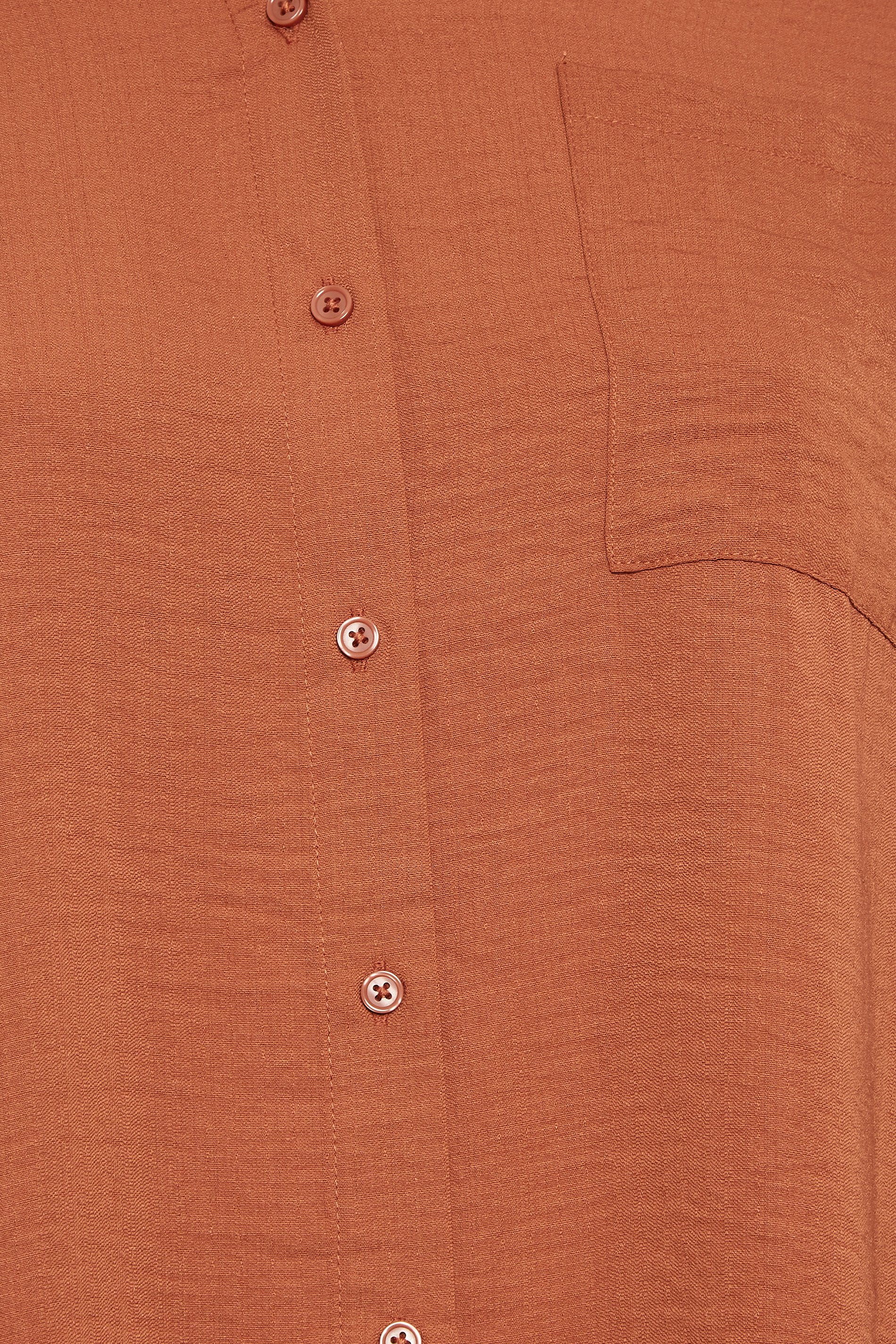 YOURS Curve Plus Size Rust Orange Textured Boyfriend Shirt | Yours Clothing