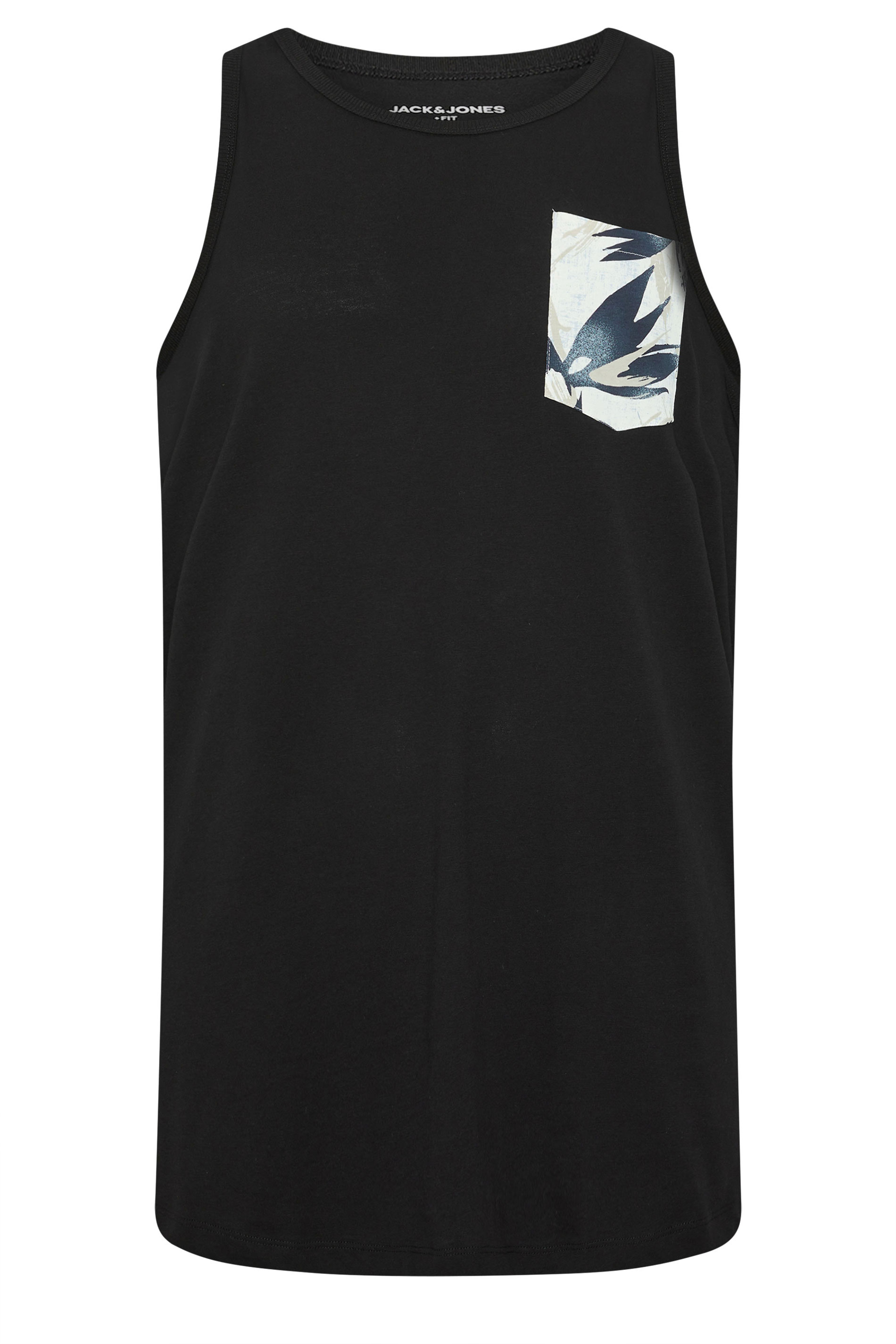 JACK & JONES Big & Tall Black Floral Pocket Vest | BadRhino 2