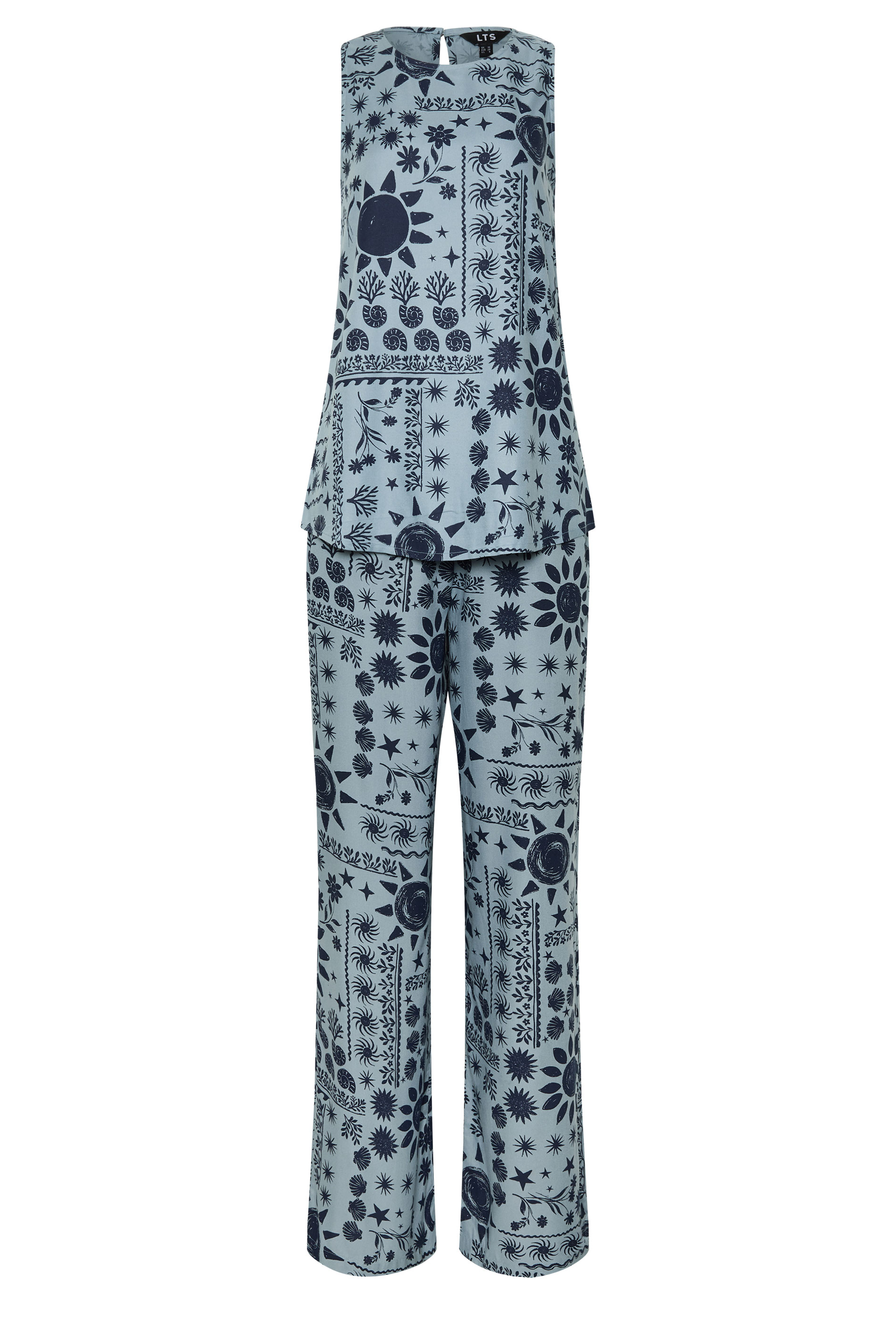 LTS Tall Women's Set Blue Coastal Print Top & Wide Leg Trousers | Long Tall Sally 5