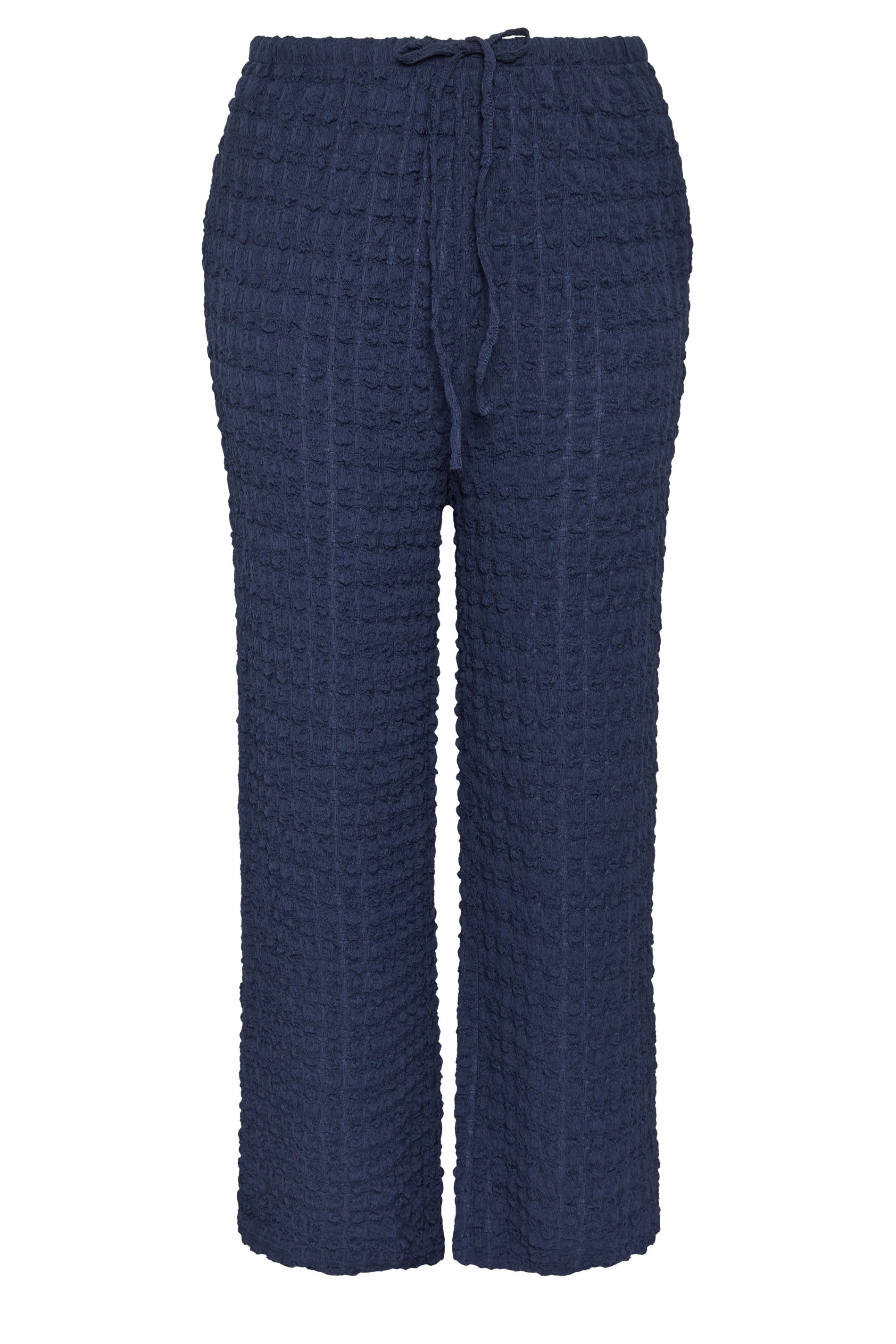 YOURS Plus Size Navy Blue Bubble Textured Wide Leg Trousers | Yours Clothing 5