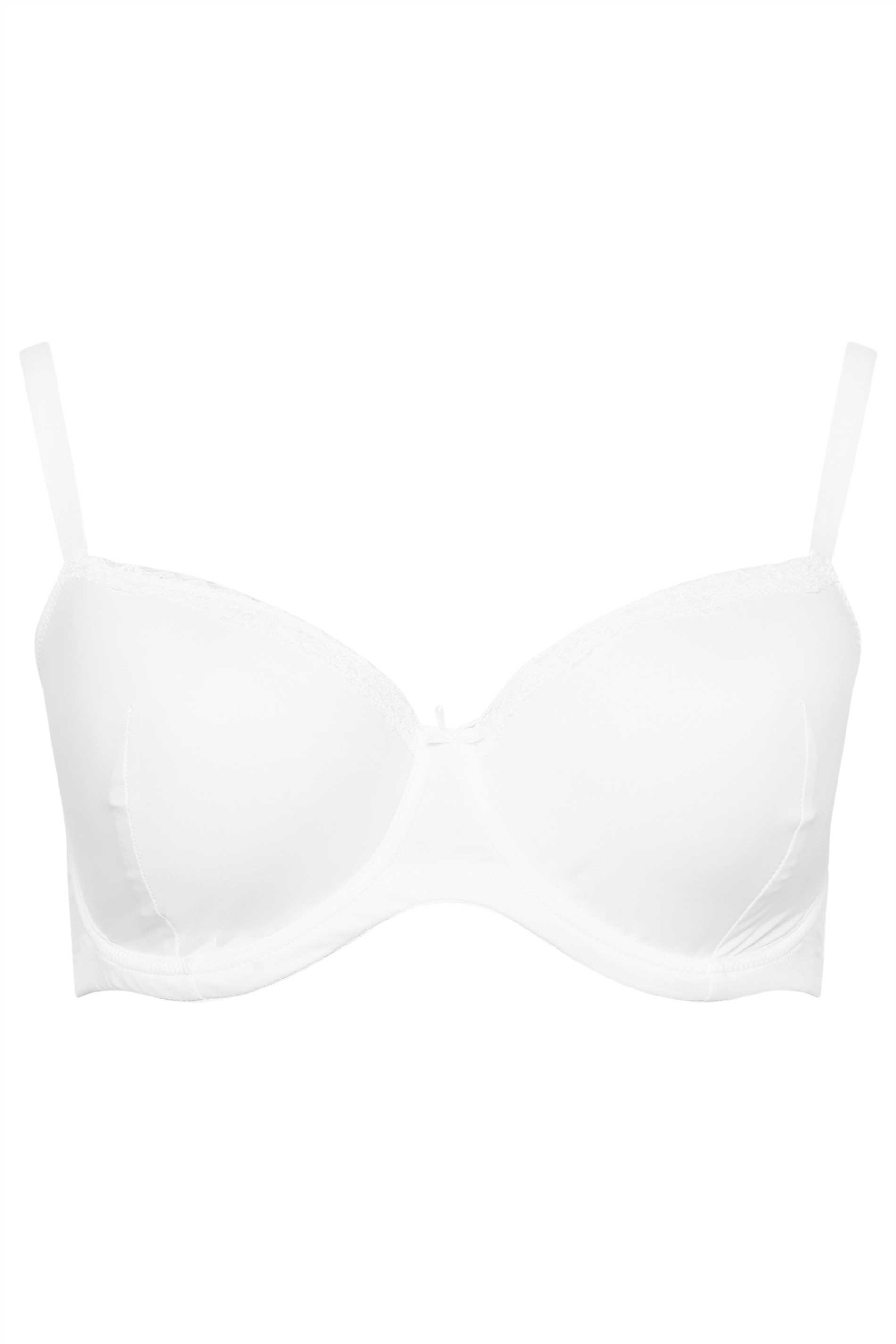 46J - Yours Clothing » White Non-wired Cotton Bra With Lace Trim (19522)