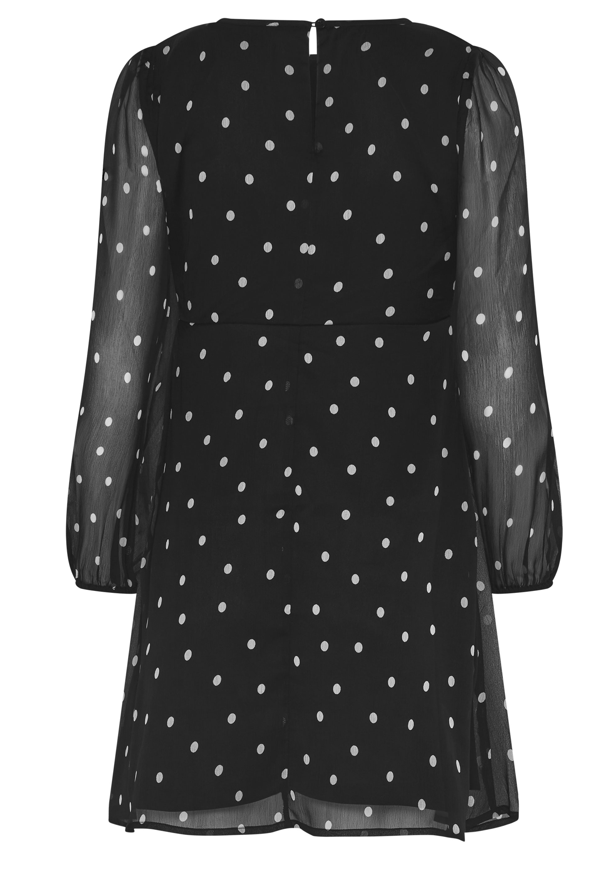 M&Co Petite Women's Black Spot Chiffon Mini Dress | M&Co 2